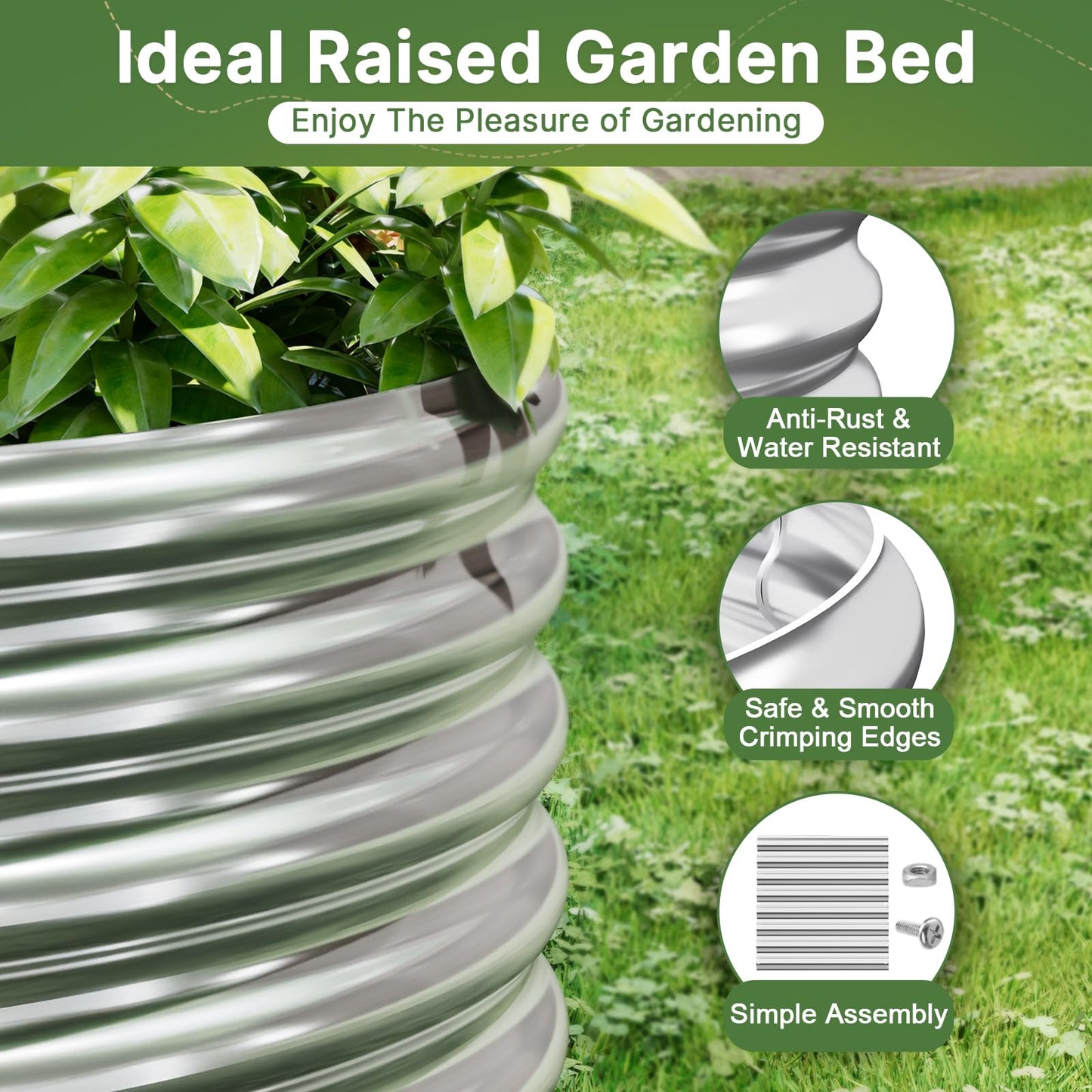 Mostmahes 2 PCS Tall 8x4ft Galvanized Raised Garden Bed Outdoor, Metal Garden Bed for Vegetables, Above Ground Garden Box for Flower, Steel Raised Beds for Gardening