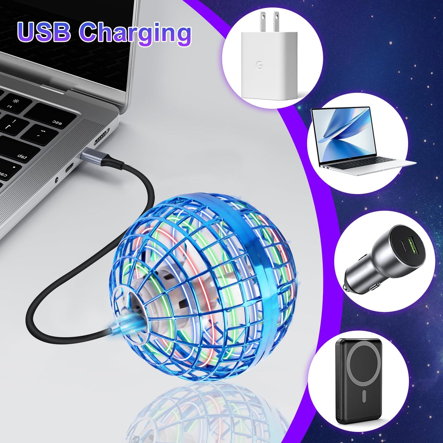 OFUN Flying Orb Ball Toys 2026 - Hover Ball Cosmic Globe Boomerang, Hand Controlled Drone Orbit, Cool Spinning Outdoor Toys Gifts for 6 7 8 9 10+ Year Old Boys Girls Teens Adults