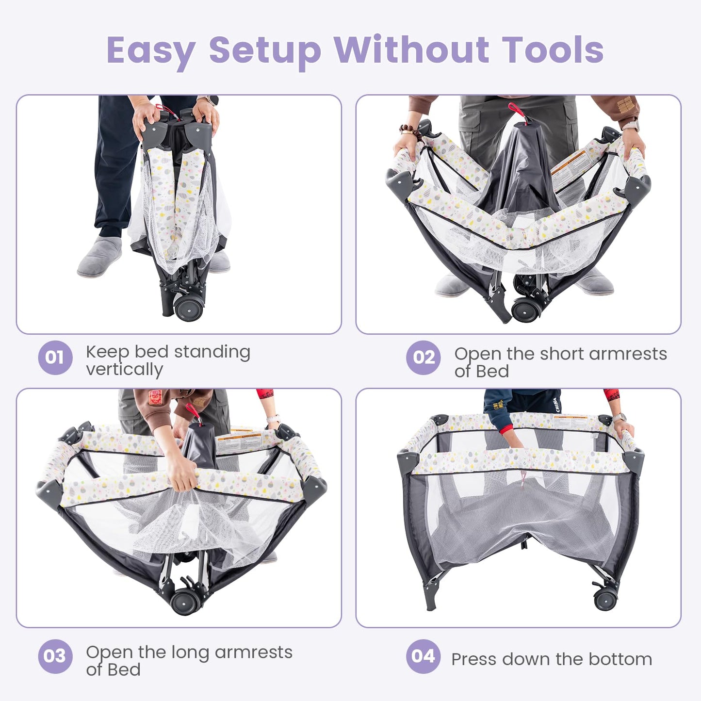 Costzon 3 in 1 Pack and Play with Bassinet, Portable Baby Playard with Changing Table, Music Box, Whirling Toys, Wheels/Brake, Basket, Foldable Infant Bassinet Crib for Baby Toddlers Indoor Outdoor