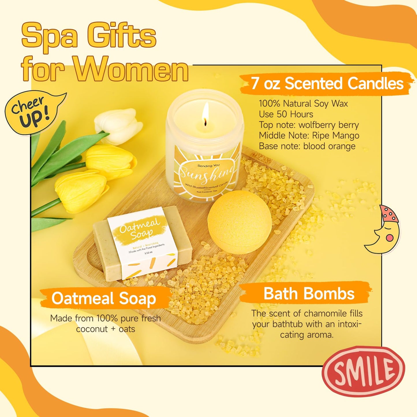 Gift Baskets for Women, 10pcs Unique Birthday Gifts for Women, Best Friend Birthday Xmas Gifts, Get Well Soon Gift Basket Sending Sunshine Cheer Up Box for Sister Friendship - BRIGHTEN UP HER DAY!