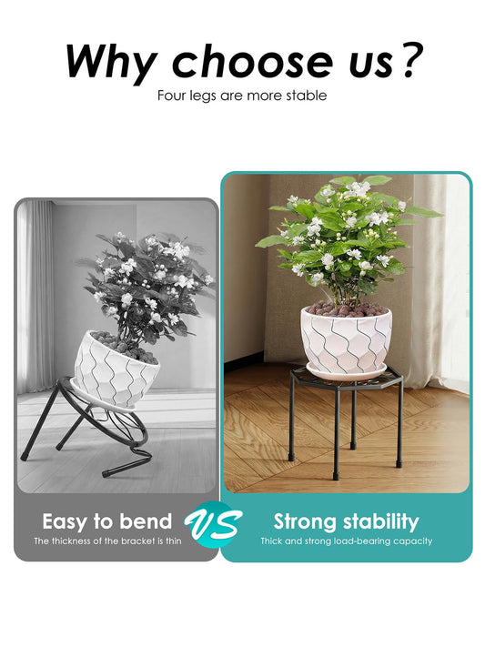 NBPUJ 5-Pack Metal Plant Stands for Outdoor Indoor, Anti-Rust Iron Flower Pot Stand, Heavy Duty Plant Pot Shelf for Multiple Plant, Decoration Racks for Home, Patio & Garden (Black)
