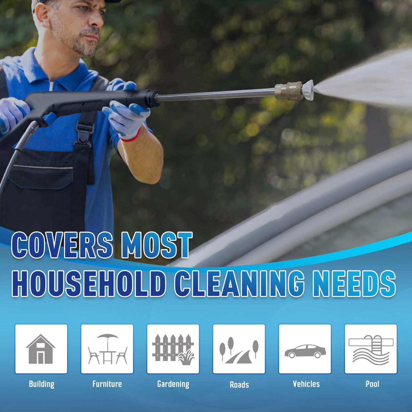 LeHao Pressure Washer 5000PSI-Max 3.5GPM Power Washer Touch Screen Adjustable Pressure,4 Nozzles and 500ml Foam Cannon Power Washer Cleaning for Cars/Fences/Driveways/Patios/Home Cleaning
