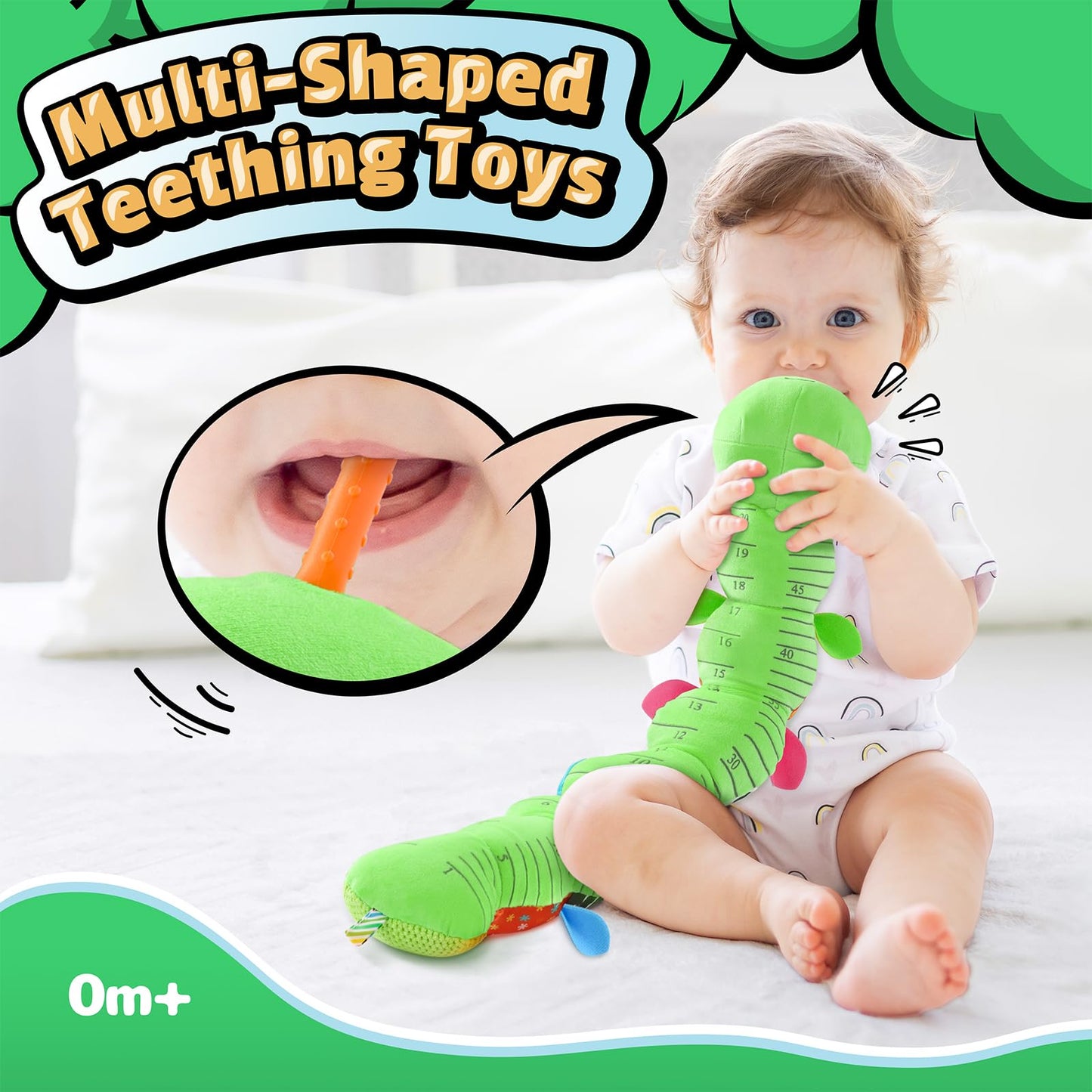 LIGHTDESIRE Baby Toys 6-12 Months Musical Caterpillar,Stuffed Animals Infant Toys 0-6 Months Sensory Toy with Ruler Design,Crinkle&Ring Bell,Baby Teething Toys Tummy Time Gifts Easter Basket Stuffer