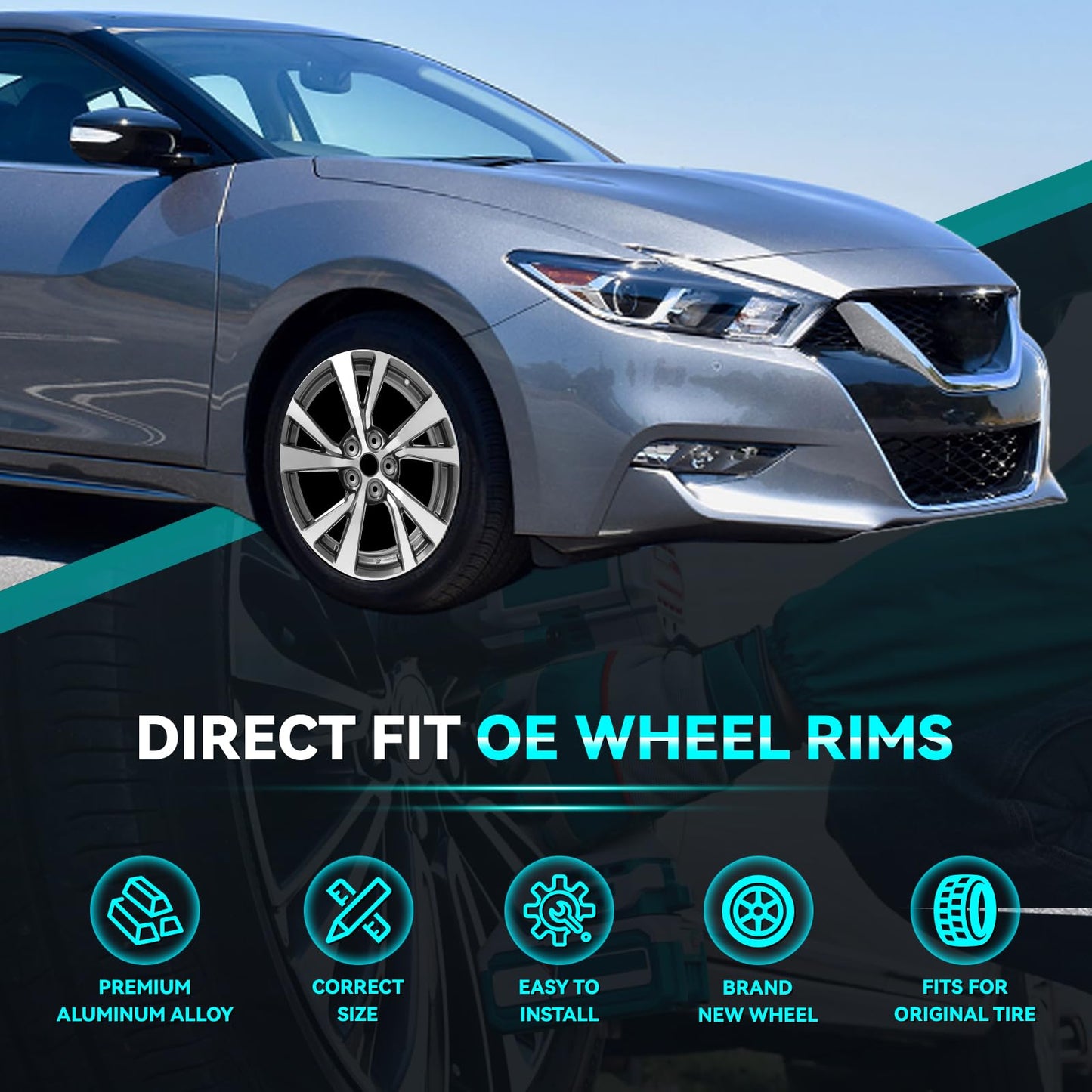 HOLUEKU New Single 18x8.5 Inch 18 Inch Premium Aluminum Alloy Wheel Rim Fits for 2016 2017 2018 2019 Nissan Maxima, OEM Design Replacement Rim OE Stock Specs