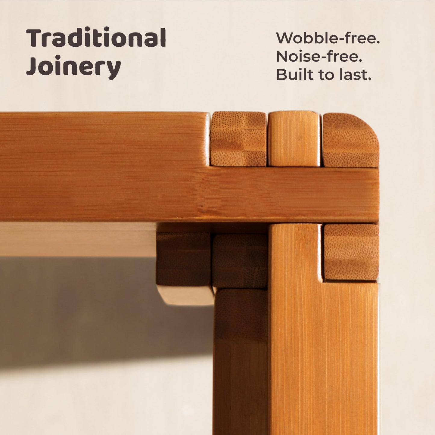 RECCI King Japanese Joinery Platform Bed Frame, Mid-Century with Tall Headboard, Noise-Free Solid Bamboo Wood Sustainable, Sturdy Slat Support with Heavy Duty, Tool-Free Assembly, 10-Inch Storage