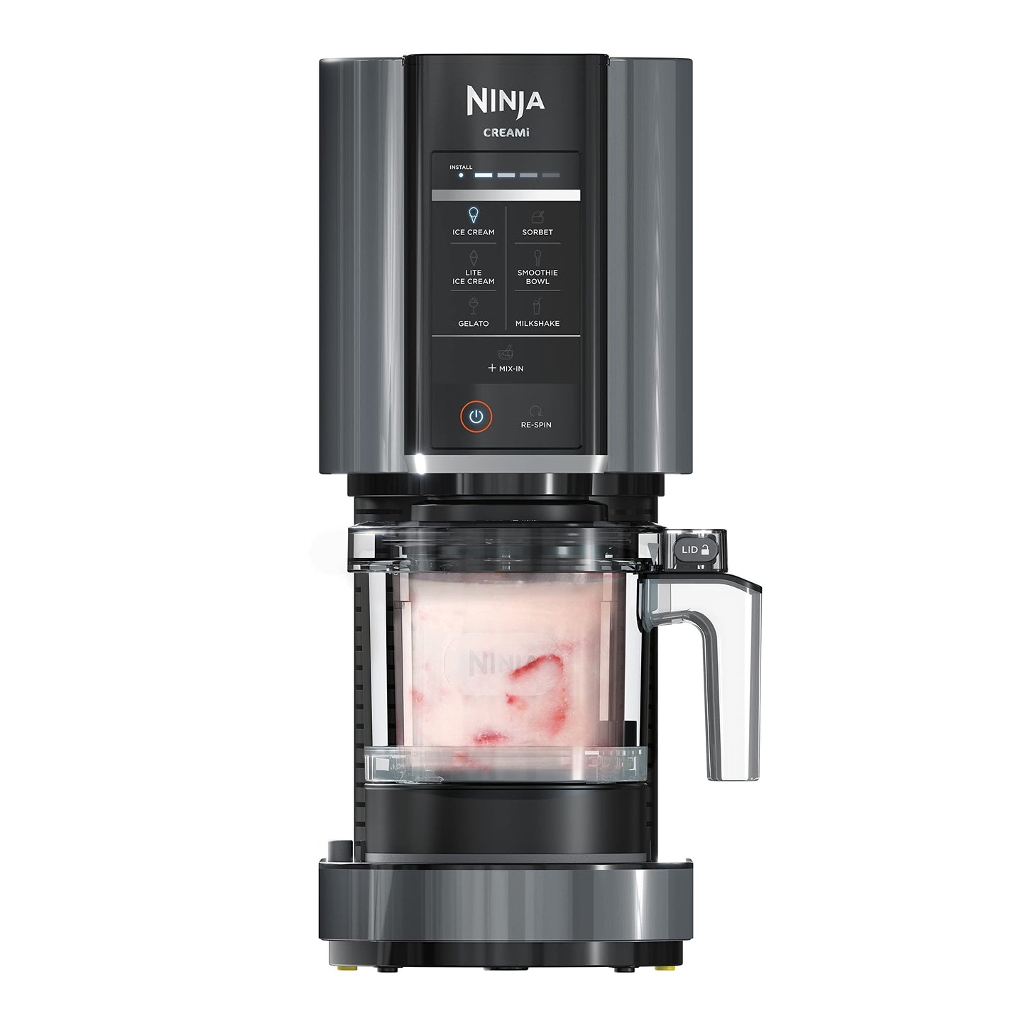 Ninja CREAMi, Ice Cream Maker, Ice Cream, Gelato, Sorbet,Milkshakes, Mix-ins, Smoothie Bowls & More, 7-in-1, Ice Cream Pints, Pint lid, Healthy Ice Cream, Compact, Perfect for Kids, Black, NC299AMZ