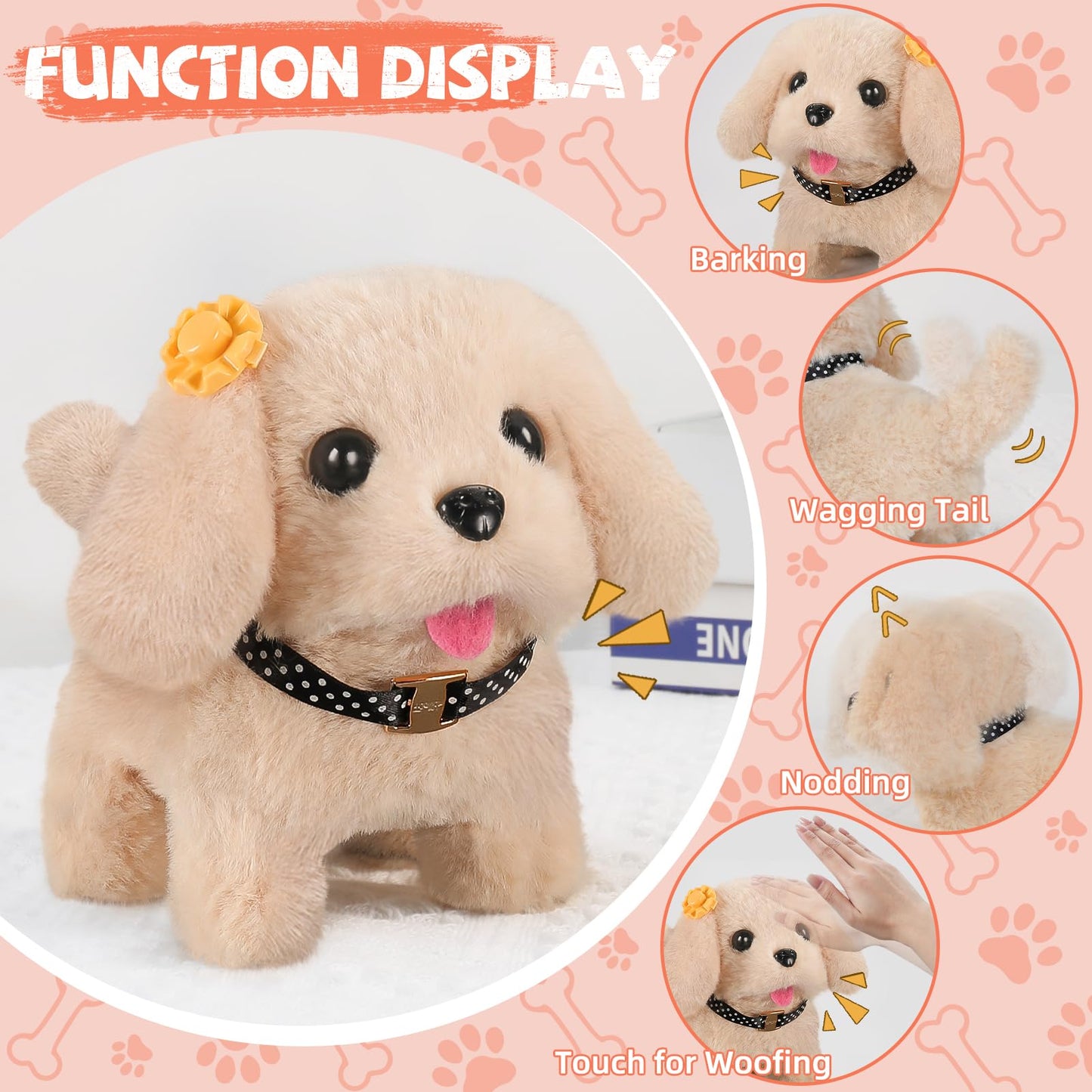 Vanvimen 16 Pcs Robot Dog Toys for Girls, Toys for 3 4 5 6 7 8 Year Old Girls Kids Boys, Realistic Robot Puppy Toy for 5-7 6-8, Ideas Birthday Gifts for Girl 3 4 5 6 Year Old