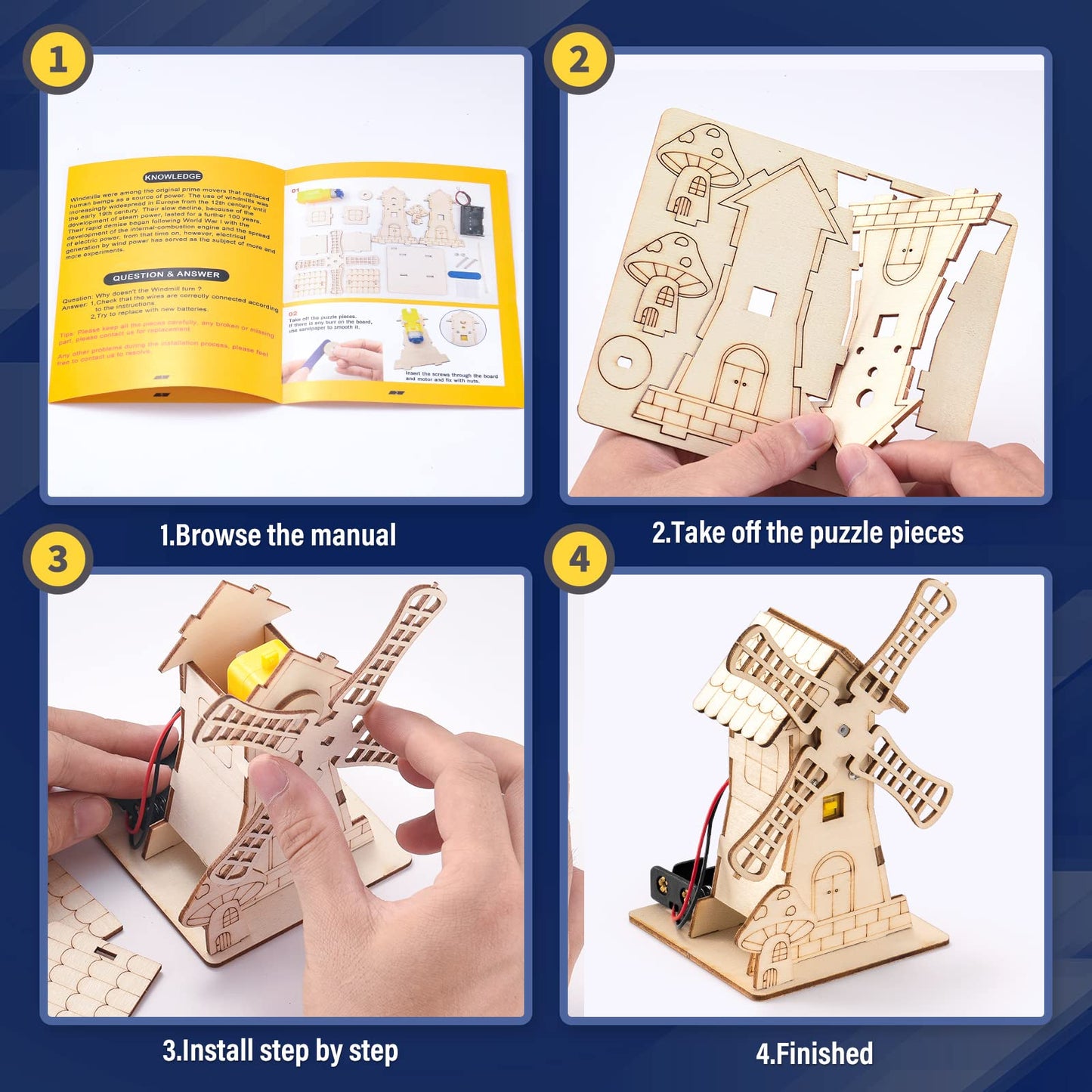 Yutin 5 Individual STEM Science Kits for Kids, Wood Arts and Craft Kits, STEM Toys for Boys Girls Age 8-12 8 10 12 13 14 Gift Idea, 3D Puzzles Building Engineering Model Set
