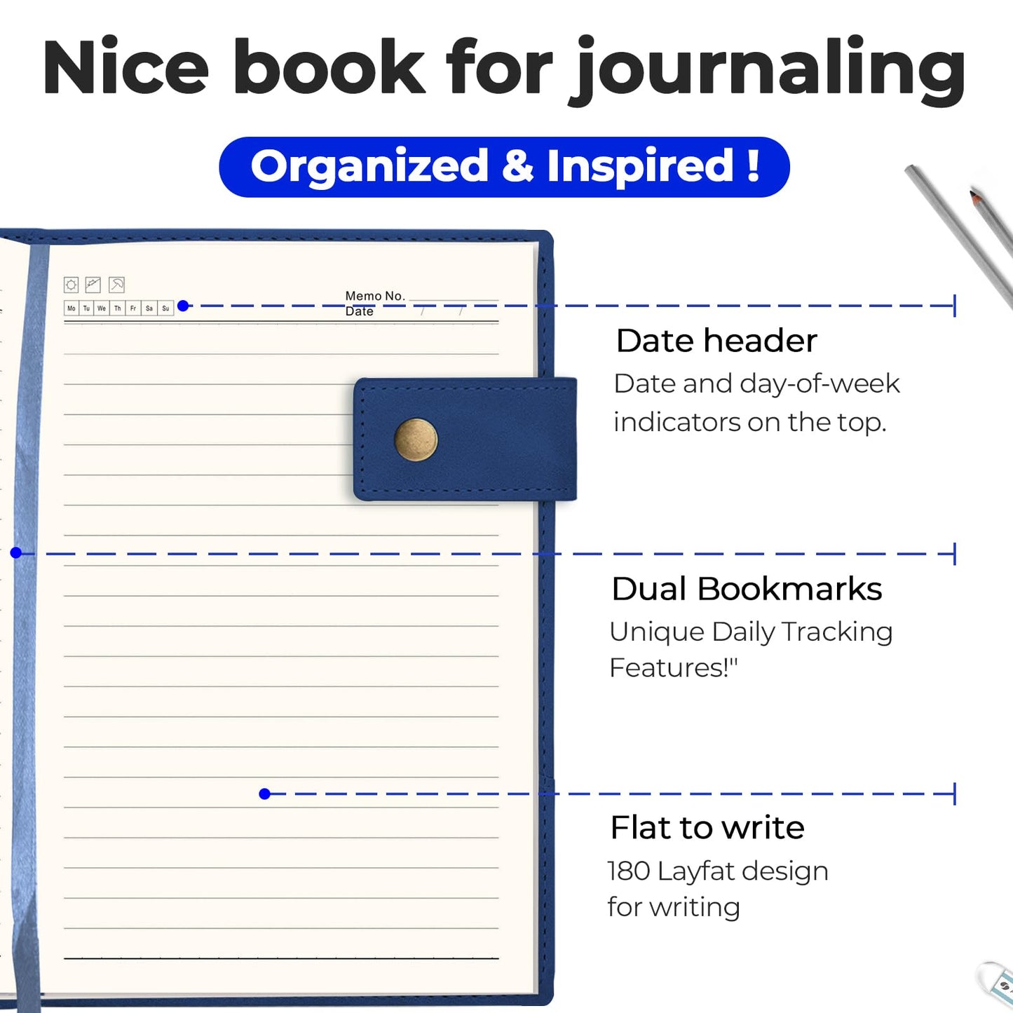 Personalized Journal Notebook, Personalized Hardcover Notebook with Pen Set, A5 Customized Lined Journals for Women and Men, Diary for Women - Birthday, Best Friend, Sister, Mothers Day Gift (Blue)