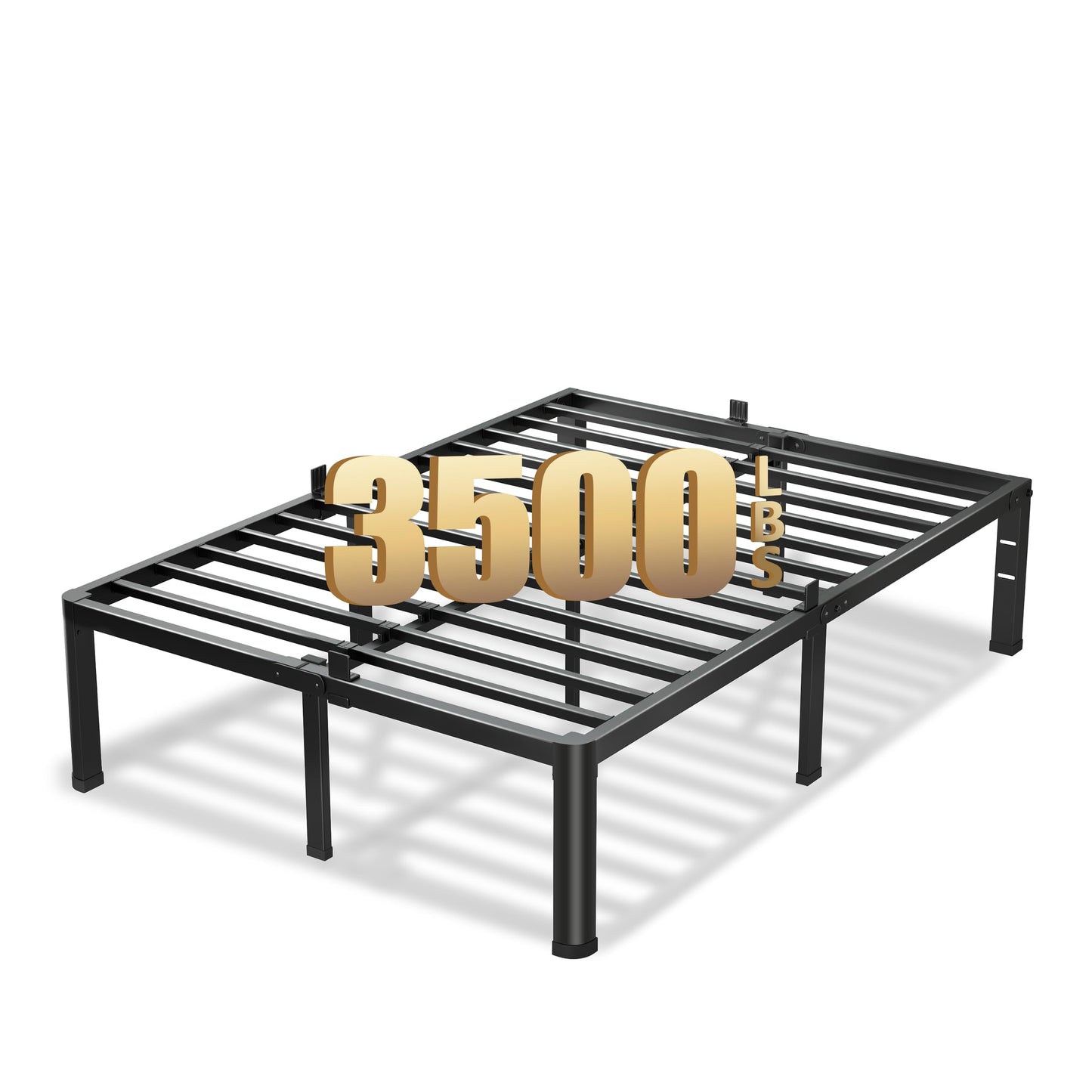 VIPSHOW 20 Inch Full Size Bed Frame, 3500Lbs Heavy Duty Metal Platform with Round Corner Legs Mattress Slide Stopper, Steel Slat Support No Box Spring Needed, Noise Free, Non-Slip, Easy Assembly