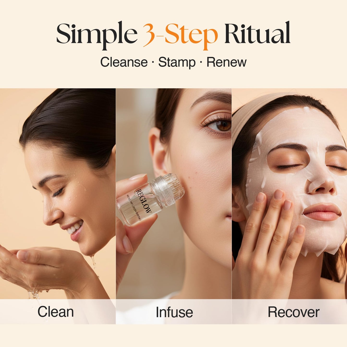 ReGlow Micro Infusion System for Face – 300% Deeper Absorption with 24K Gold Microneedling Tool + Serum (3 Months) – Firmer Radiant Skin, At-Home Treatment with Collagen Peptides & Hyaluronic Acid