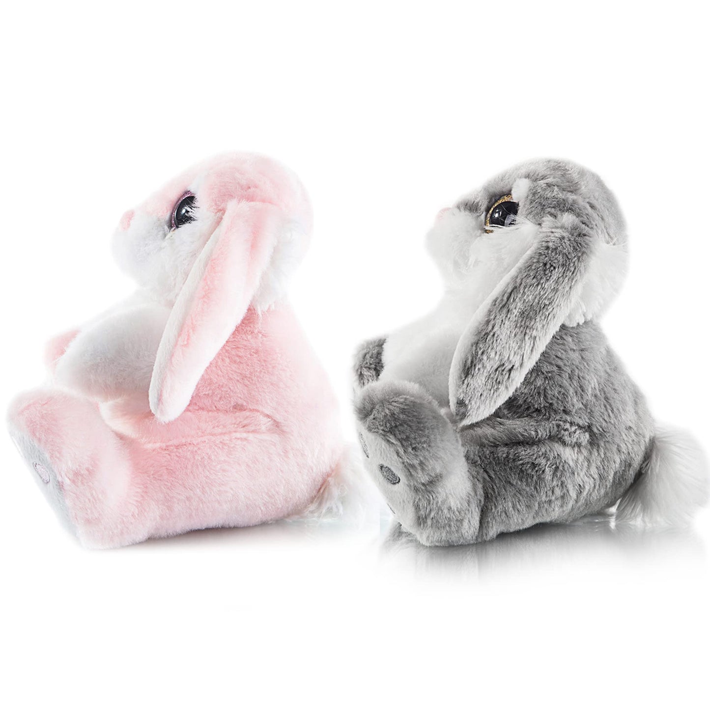 My OLi 2 Pack Easter Bunny Stuffed Animals 7 Inch Small Stuffed Bunny Soft Plush Rabbit Toys with Floppy Ears Bedtime Friend Soft Toy Easter Gifts for Kids Girls & Boys, Gray & Pink