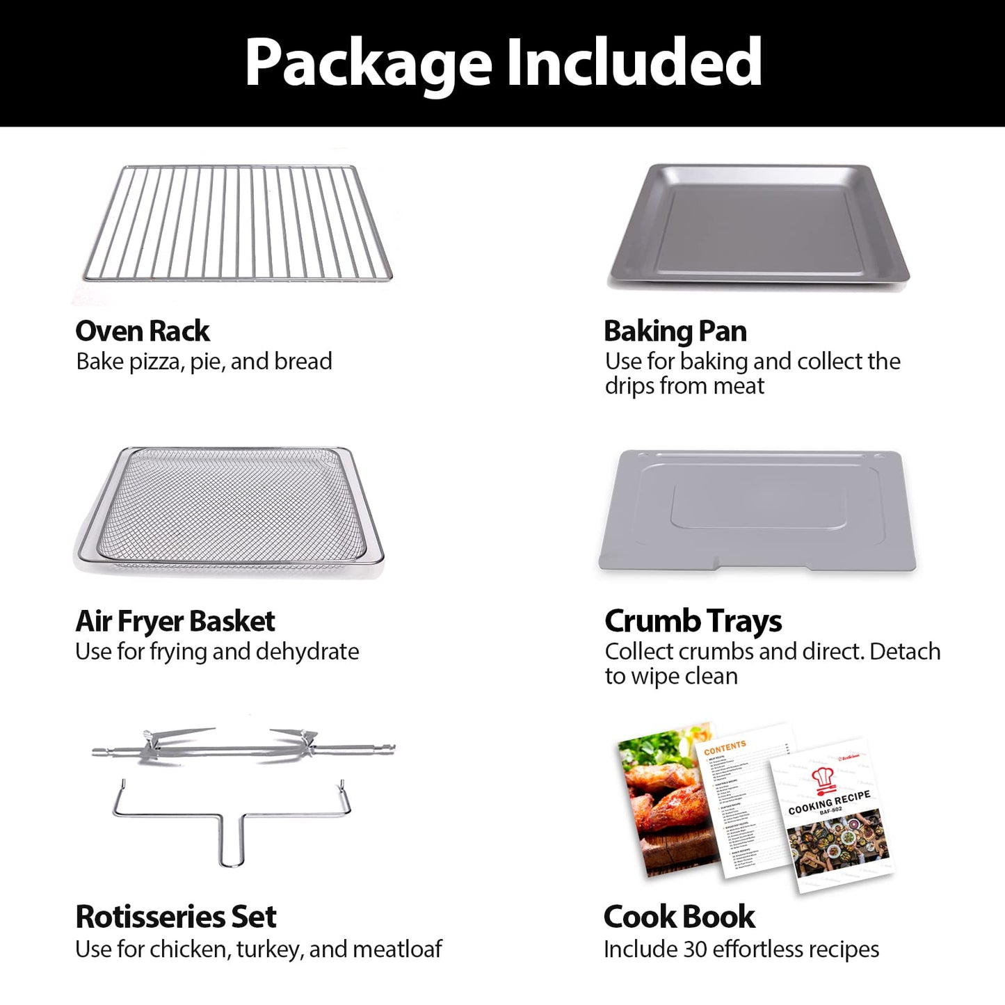 Beelicious 32QT Extra Large Air Fryer, 19-In-1 Air Fryer Toaster Oven Combo with Rotisserie and Dehydrator, Digital Convection Oven Countertop Airfryer Fit 13" Pizza, 6 Accessories, 1800w, Black