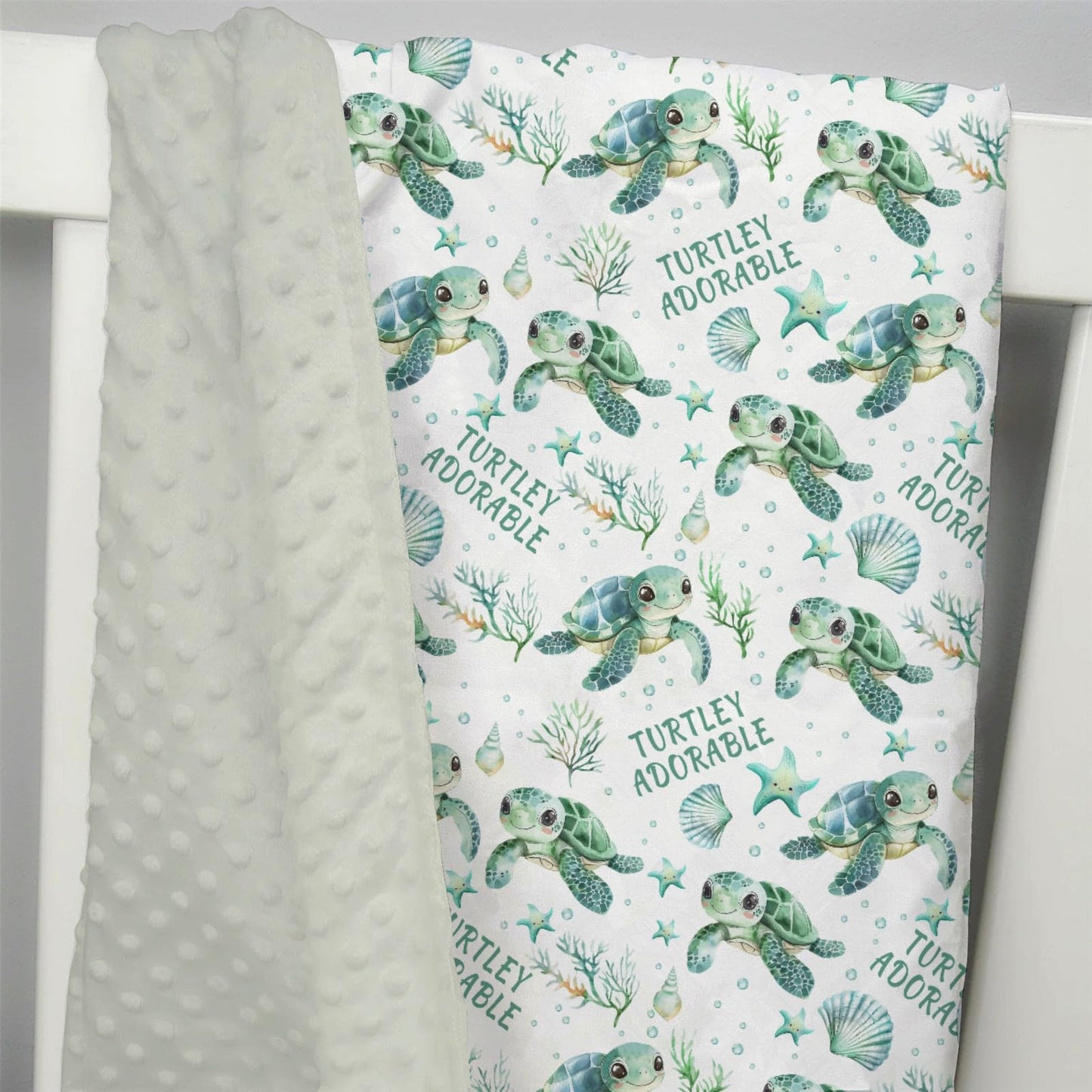 EyMzcod Mink Baby Boy Girl Blankets Under the Sea Turtle Animal, Ocean Creature Marine Life Double Layer Dotted Backing Receiving Swaddle, Newborn Infant Toddler Nursery Crib Bedding Shower Gift 30x40