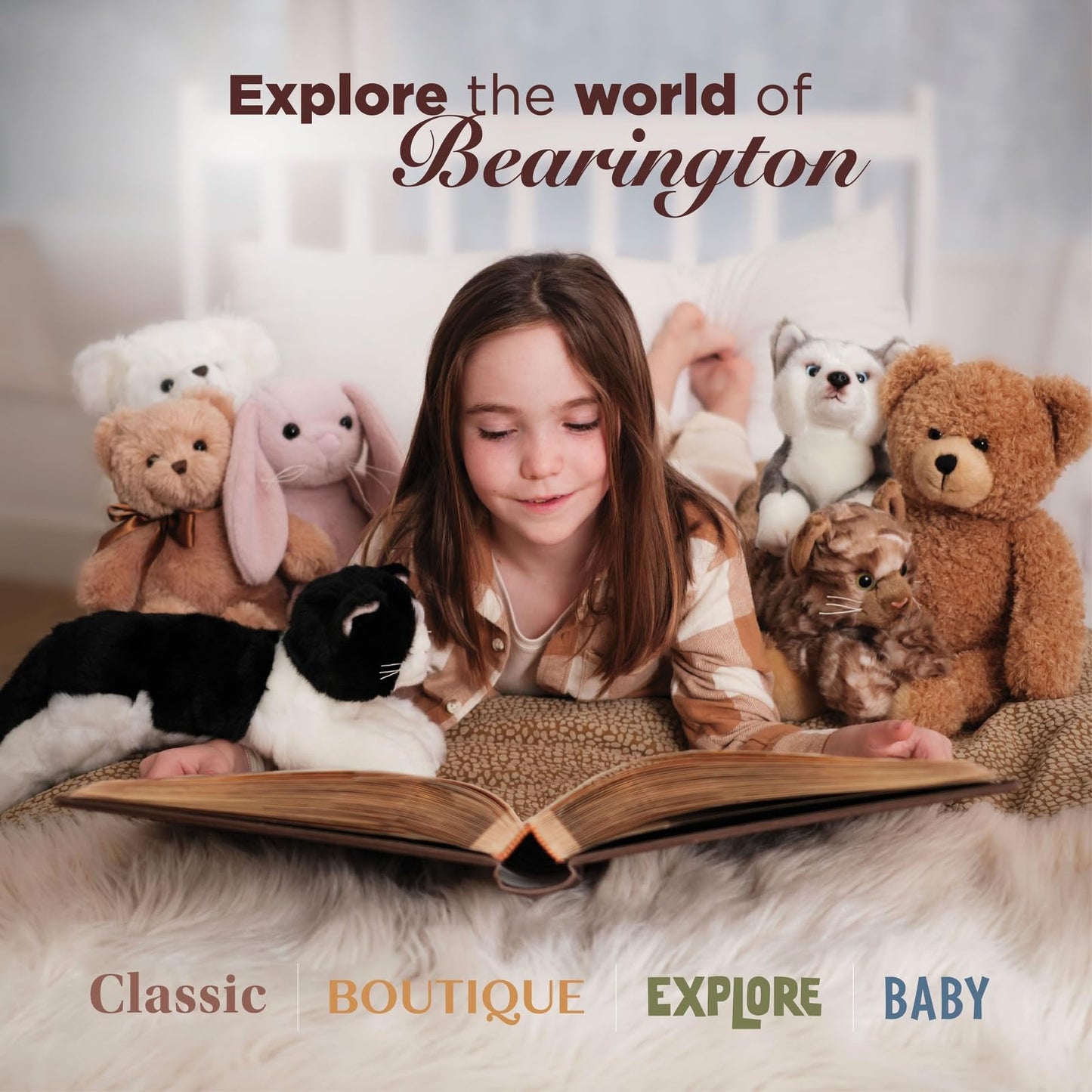 Bearington Light Pink Plush Easter Bunny Stuffed Animal - 14" Soft Cuddly Easter Rabbits with Fluffy Fur and Long Ears - Adorable Stuffed Bunnies Toy Gifts for Kids, Babies, and Holiday Celebrations