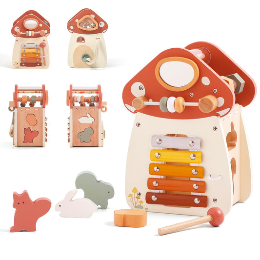 8 in 1 Wooden Activity Cube Toys for Baby Travel Sensory Toys for Toddlers 1-3 Multipurpose Educational Learning Toys for Toddlers Shape Sorter Montessori Toys for 1 2 Year Old First Birthday Gift