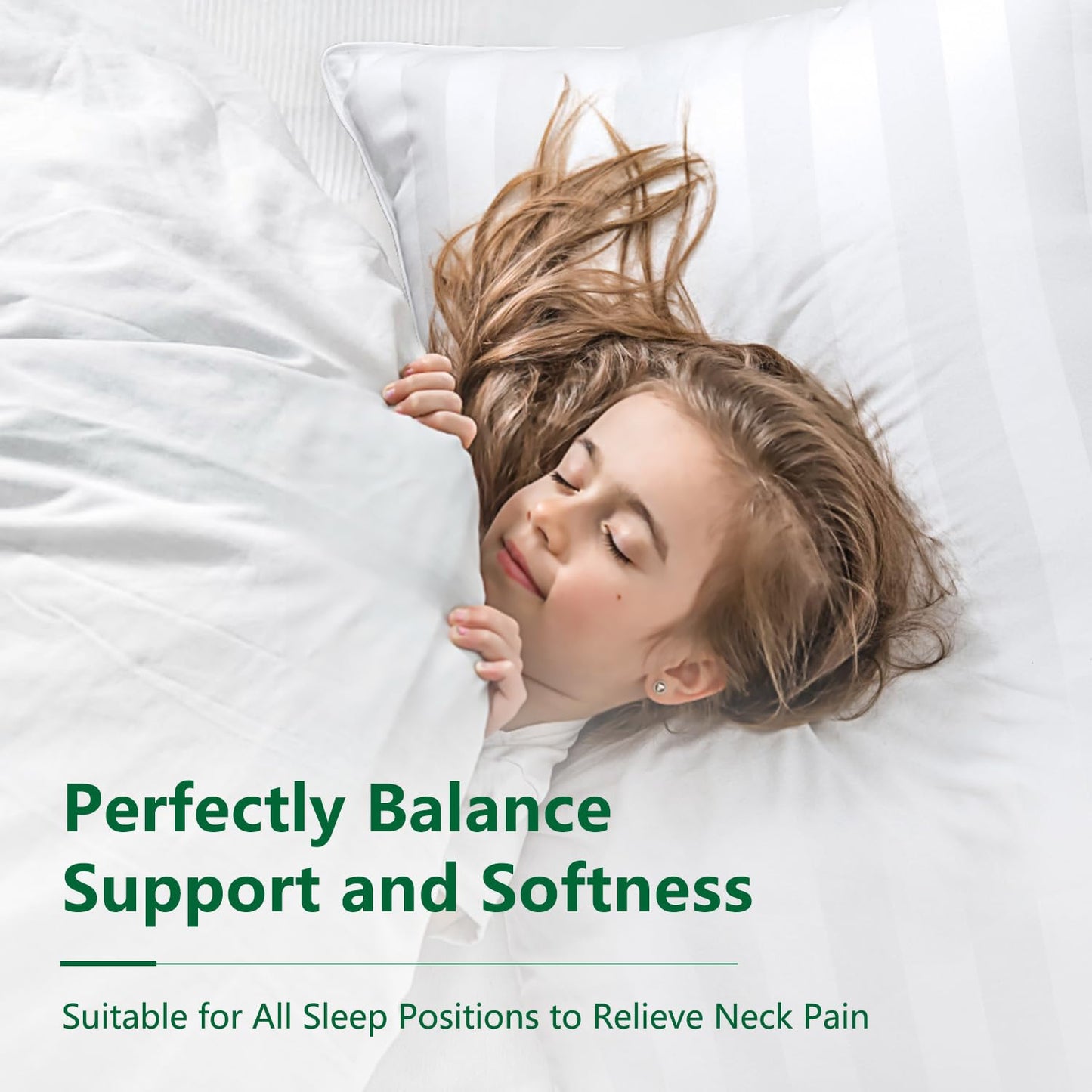 COZSINOOR Bed Pillows Queen Size: Hotel Quality Set of 2 - Down Alternative Microfiber Filled for Back, Stomach, Side Sleepers, Breathable & Skin-Friendly