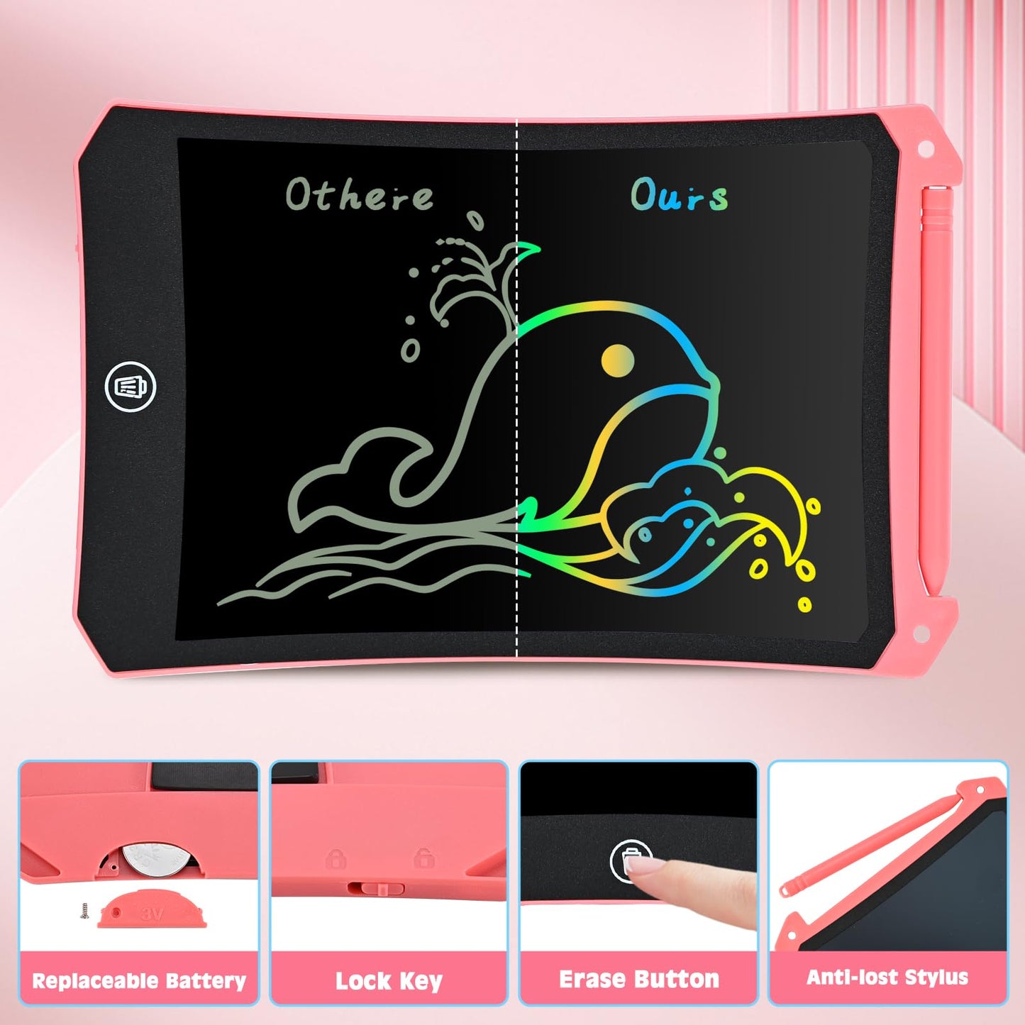 cimetech Toddler Girl Gifts, LCD Writing Tablet 2 Pack, Kids Toys for 3 4 5 6 Year Old Boys, 8.5 Inch Drawing Pad Painting Coloring Books, Travel Essentials Activities, Birthday Gifts Toddler Age 1-3