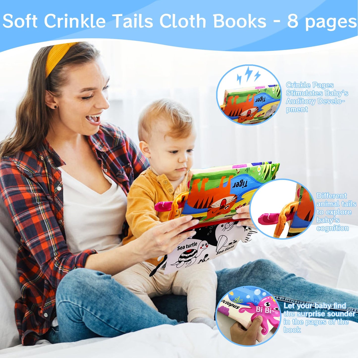 Autumety Tummy Time Mirror Newborn Toys: Black and White Infant Tummy Time Toys 0-3 0-6 6-12 Months Babies High Contrast Baby Toy with Book & Teethers Montessori Sensory Toy for Boy Girl Baby