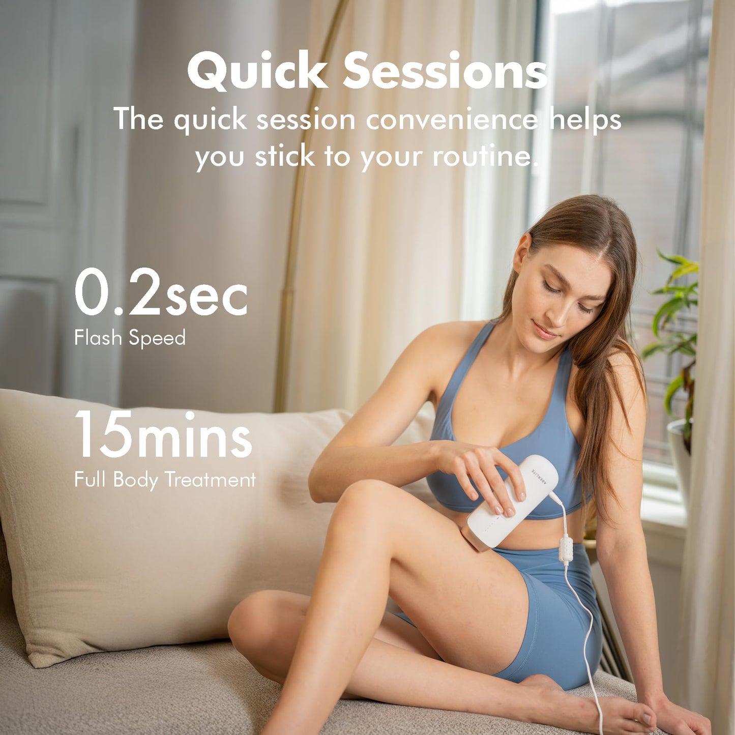 Aberlite Luxe - IPL Laser Hair Removal Device for Women & Men - Painless w/Sapphire Cooling, Double Pulse, Auto Scan, 4 Modes, 5 Intensity Levels - At Home Intense Pulsed Light (IPL) System (White)