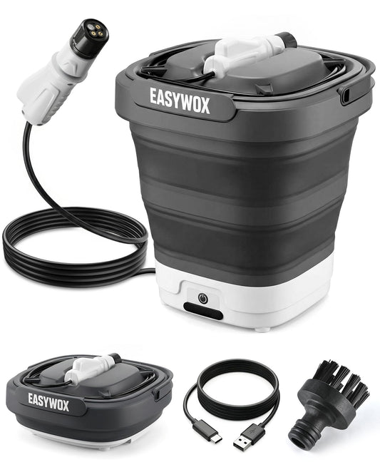 Easywox Portable Electric Pressure Washer with 3.2 Gal Tank, 4-in-1 Nozzle, Max 290 PSI Foldable Cordless Power Washer, Type-C Charging, Portable Water Sprayer for Camping, Bike, Pet, Garden, Car Wash