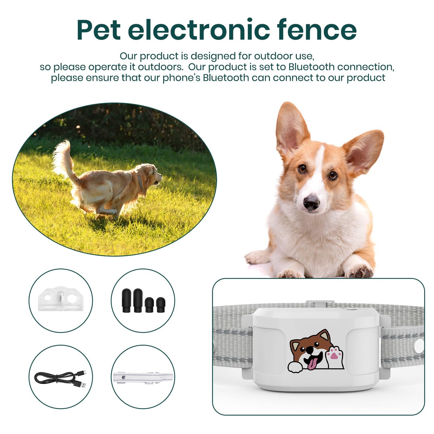 GPS Wireless Dog Fence with Free App, Electric Fence System with Training Collar, Portable Fence for Outdoor Use, Rechargeable Waterproof, Adjustable Pet Containment System for Outdoor Use