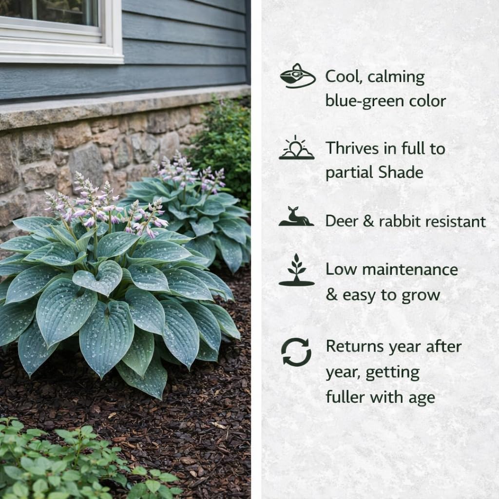 Hosta of the Year & Hard to Find - 3 Pack of the Unique Blue Hosta Bare Root Plants - Produces Tall, Sturdy Stems Adorned w/Stunning Powder Blue-Green Color Lavender Flowers