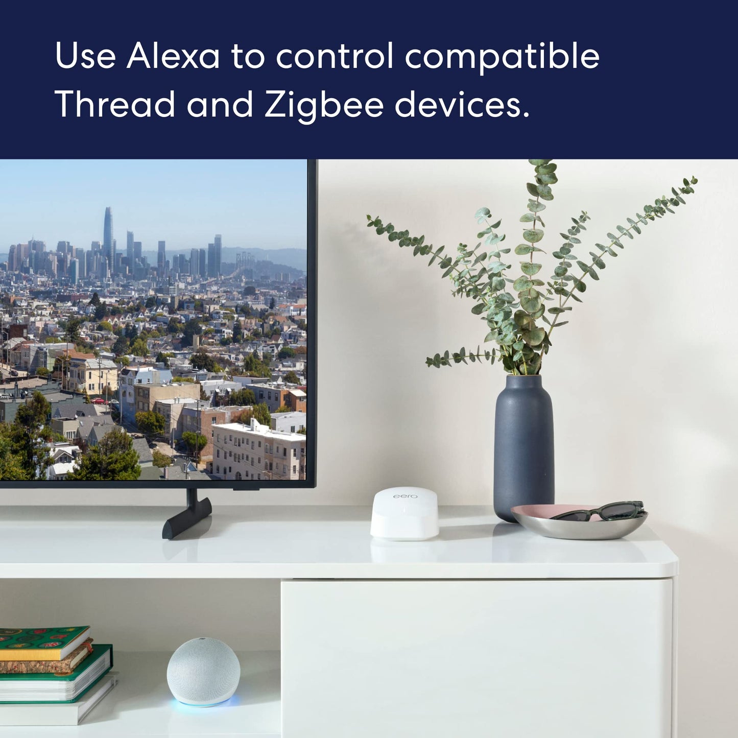 Amazon eero 6+ mesh wifi system - Supports internet plans up to a Gigabit, Coverage up to 4,500 sq. ft., Connect 75+ devices, 3-pack
