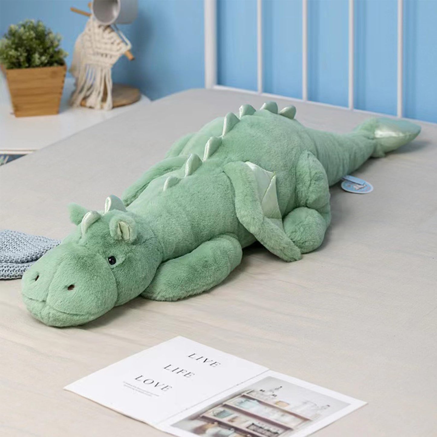 Dodhse Pterosaur Stuffed Animal with Wings - Cute Soft Dinosaurs Plush Toys Little Flying Dragon Plushies Pillow Doll Christmas Birthday Gifts for Kids Boys Girls (Green,59.05inch/150cm)