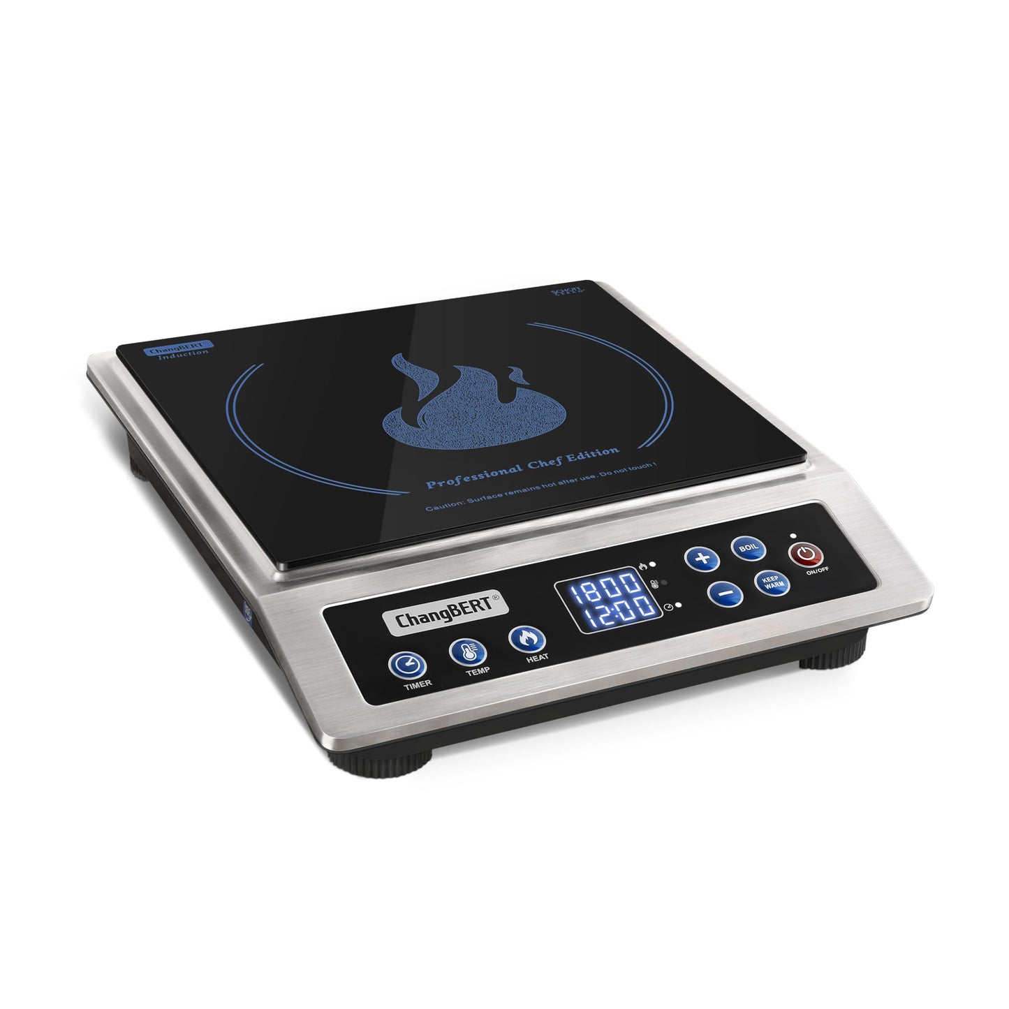 ChangBERT Induction Cooktop NSF Certified Professional Chef Edition Stove, 1800W Commericial Induction Burner with Schott Glass, Large Heating Coil Electric Hot Plate for Restaurant Hotel Food Station