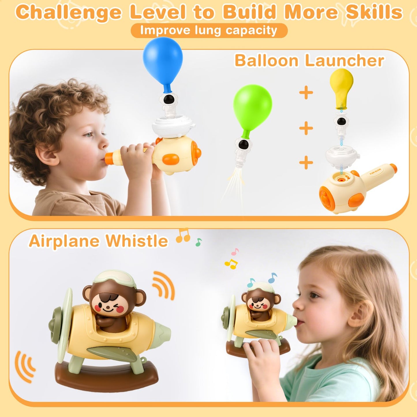 Joyreal 8 in 1 Sensory Toys for Kids with Whistle, Balloon Blower, Floating Blow Pipe Ball - Autism Sensory Product Oral Motor Therapy Tools - Speech Therapy Toys for Toddler 3+ Year Old Boy Girl Gift