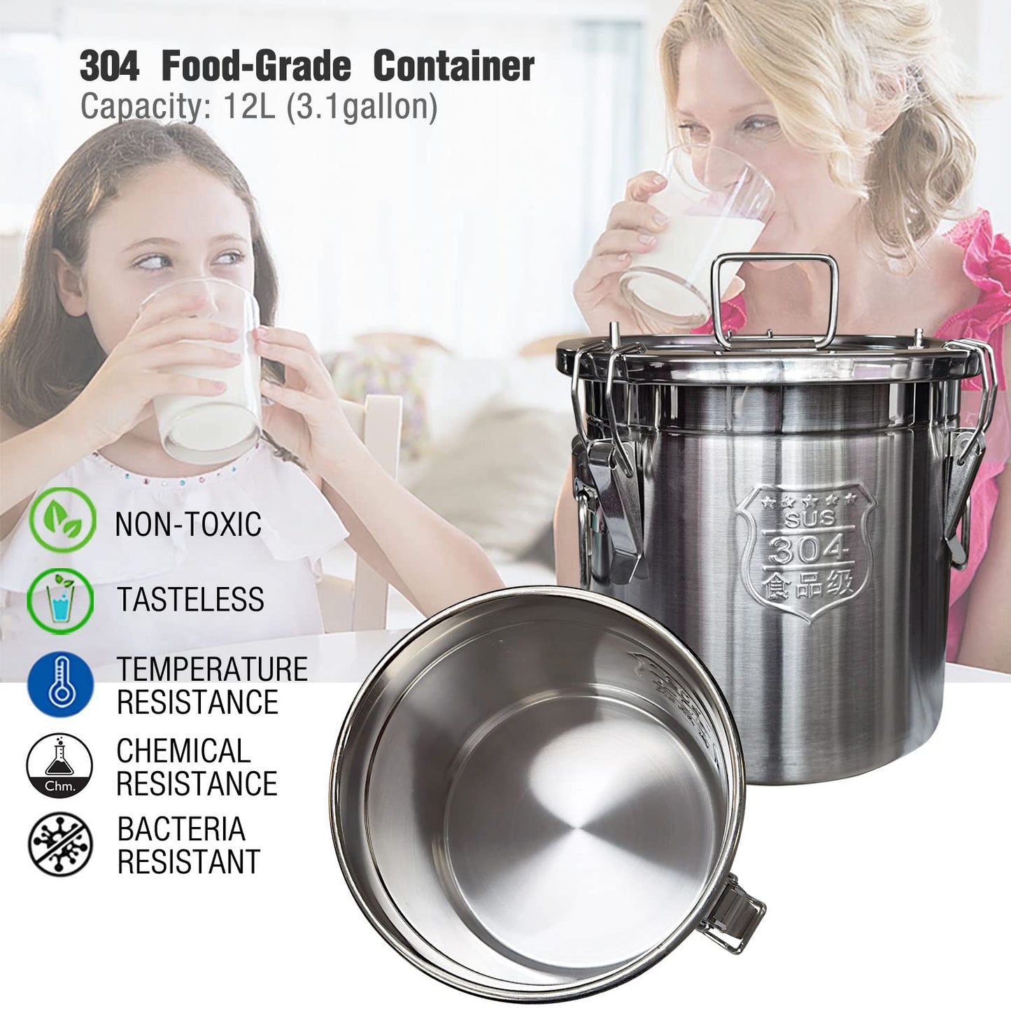 Hantop Cow Milking Machine 12L, Plug-in Powered, Speed Adjustable Pulsating Vacuum Pump, Food Grade 304 Stainless Steel Milk Bucket, Auto-Stop Check Valve, Electric Cow Milker (Classic Model)