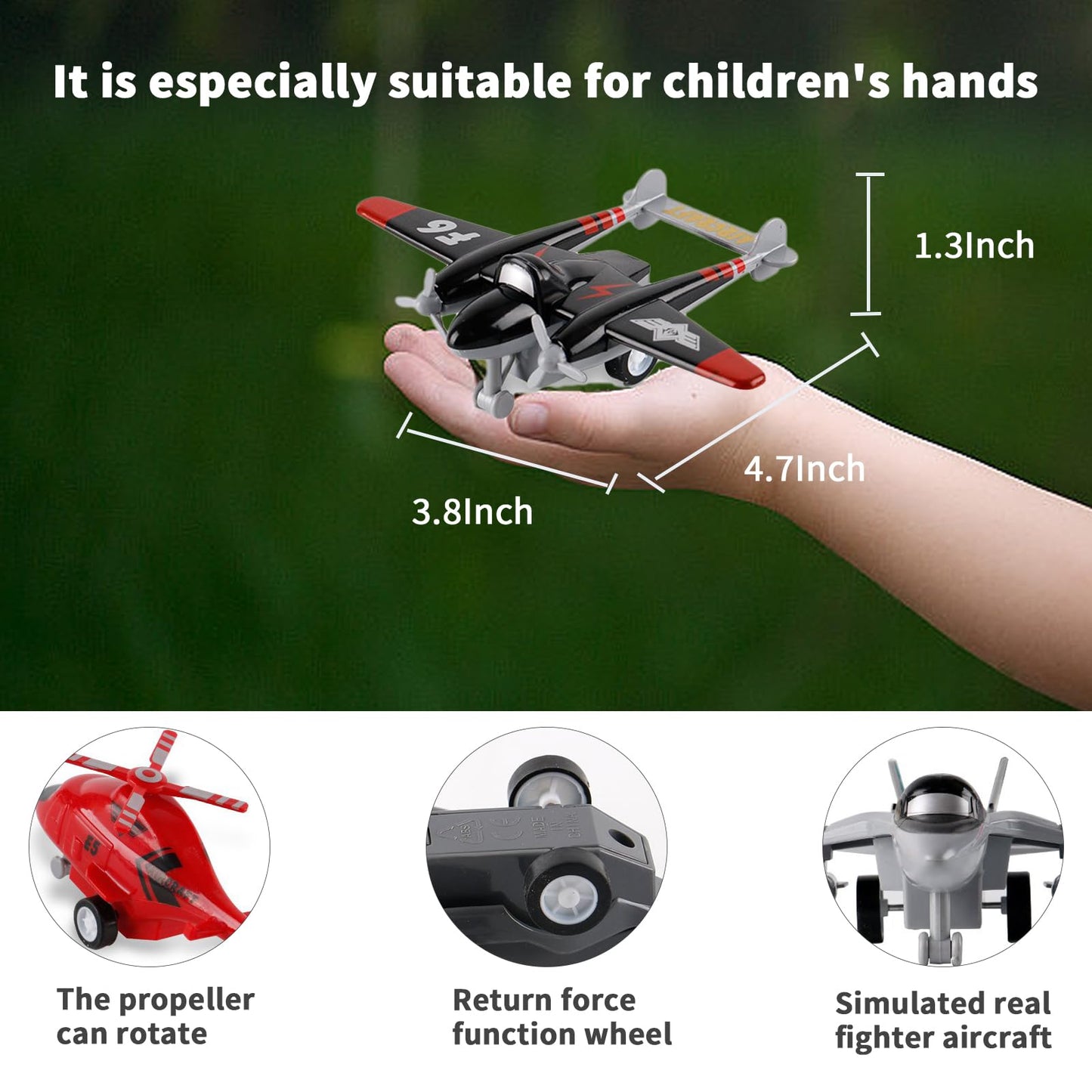 UXRPTU Pull-Back Airplane Toy Boys Plane Playset for Toddlers 3-5 Variety Pack of Helicopters Stealth Bombers Fighter Jets Aircraft Planes for Kids Toddlers Great Party Favors for Kids