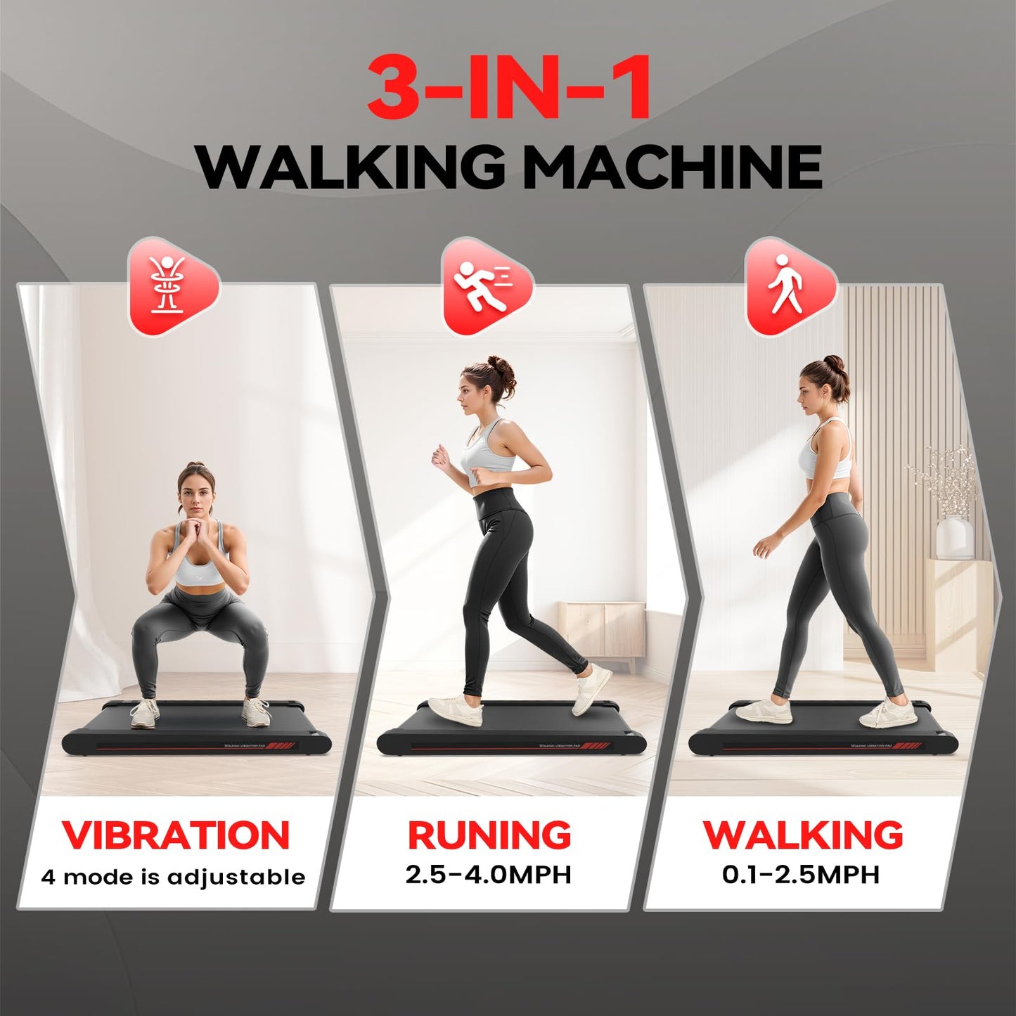 Sperax Walking Vibration Pad,Under Desk Treadmills for Home,4 in 1 Vibration Plate Exercise Machine,Portable Walking Pad with APP,350 Lb Capacity Multifunctional Treadmill Pro Max
