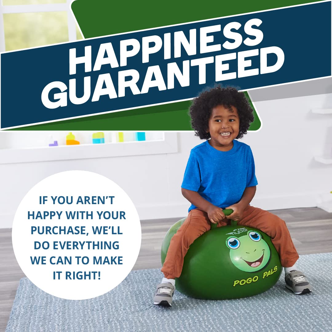 Flybar Hopper Ball for Kids, Inflatable Bouncy Ride-On Ball w/ Handle for Indoor & Outdoor Active Play, Includes Pump, Jump Ball Toy for Boys & Girls, Supports Up to 165 lbs, Ages 3+, 18-Inch, Small