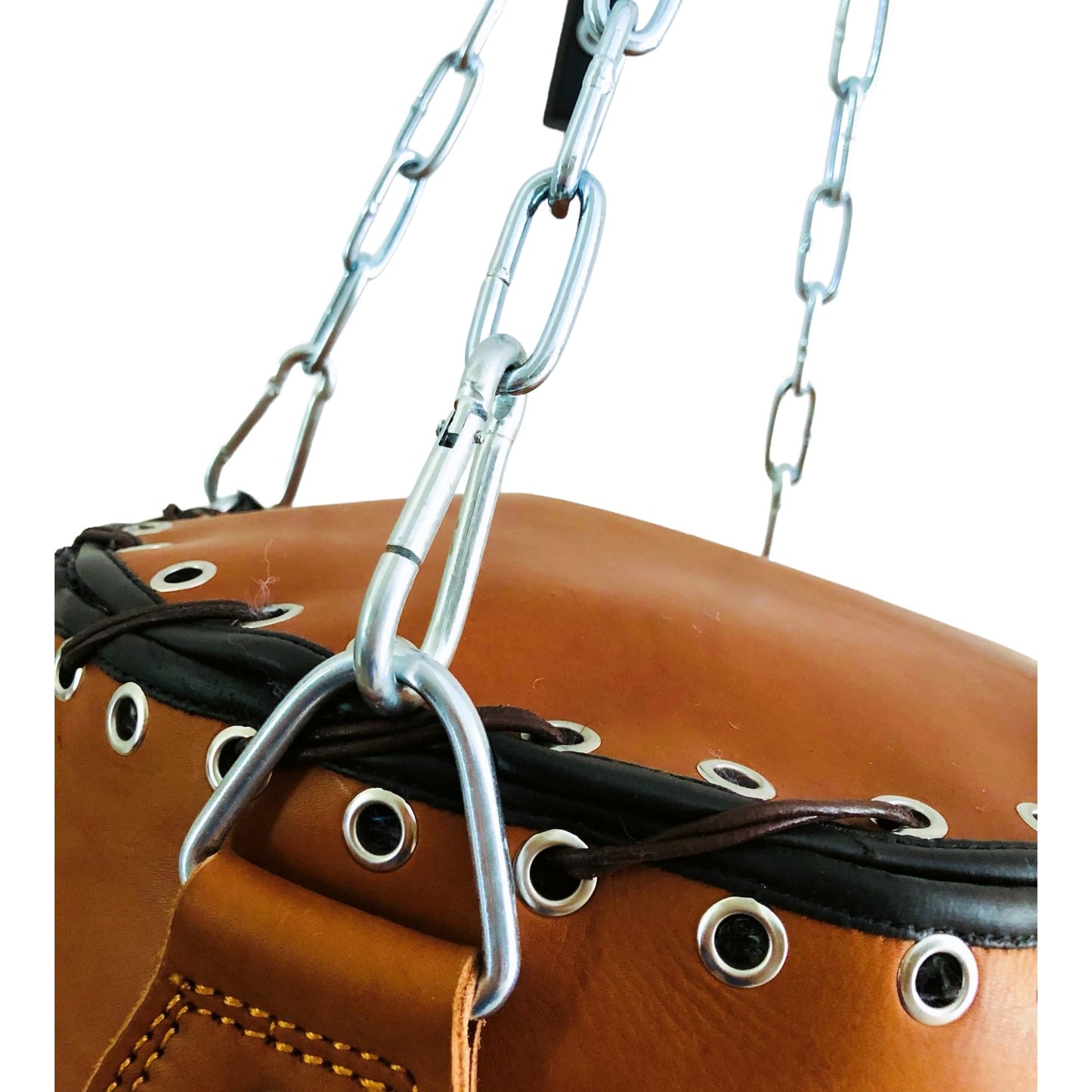 Geoffrey Vintage TAN Leather Boxing Gym Punching TraIng Bag with Chains - Retro 100CM