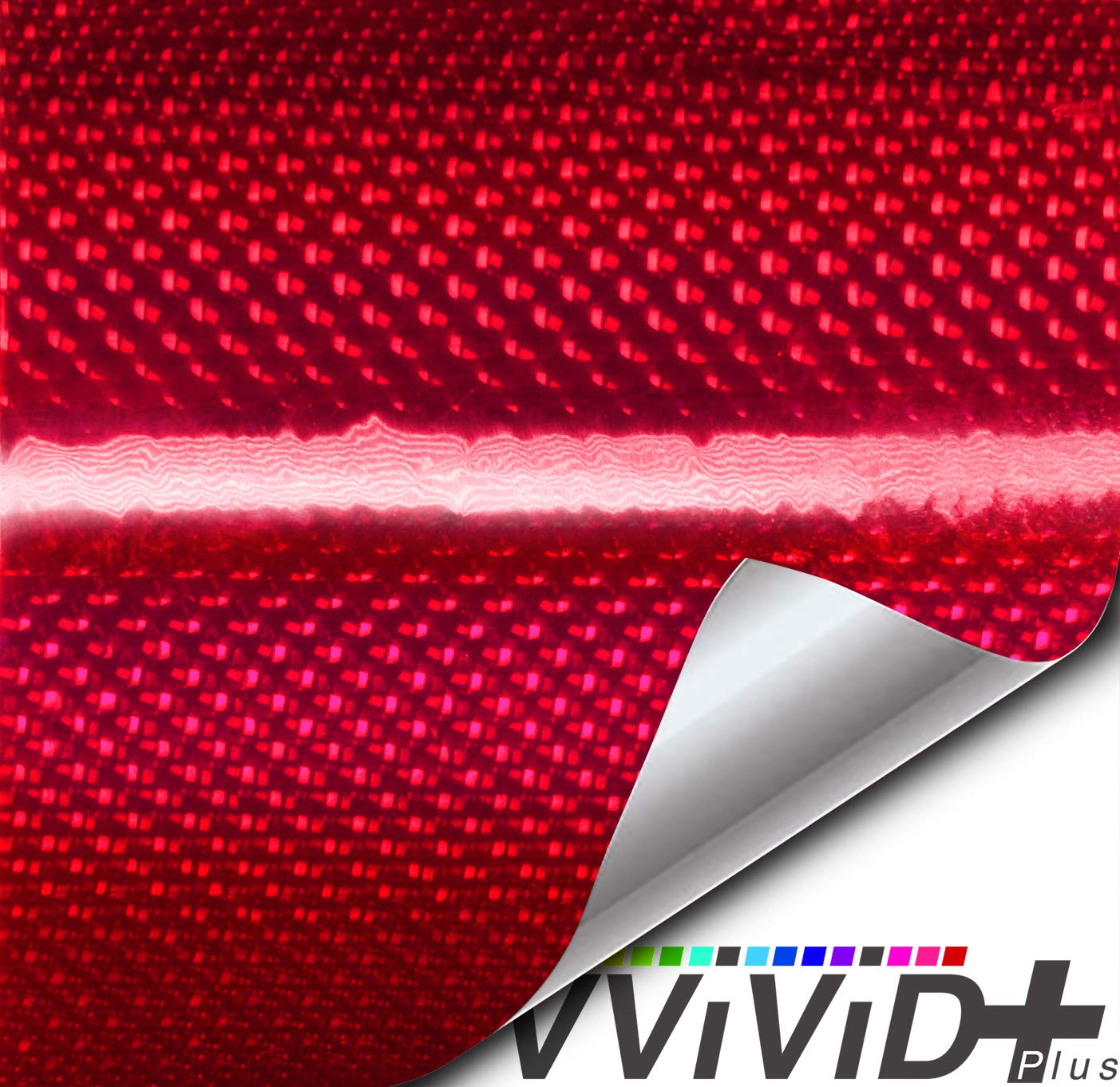 VViViD+ Holographic Weave High-Gloss Vinyl Car Wrap (50ft x 5ft, Red)