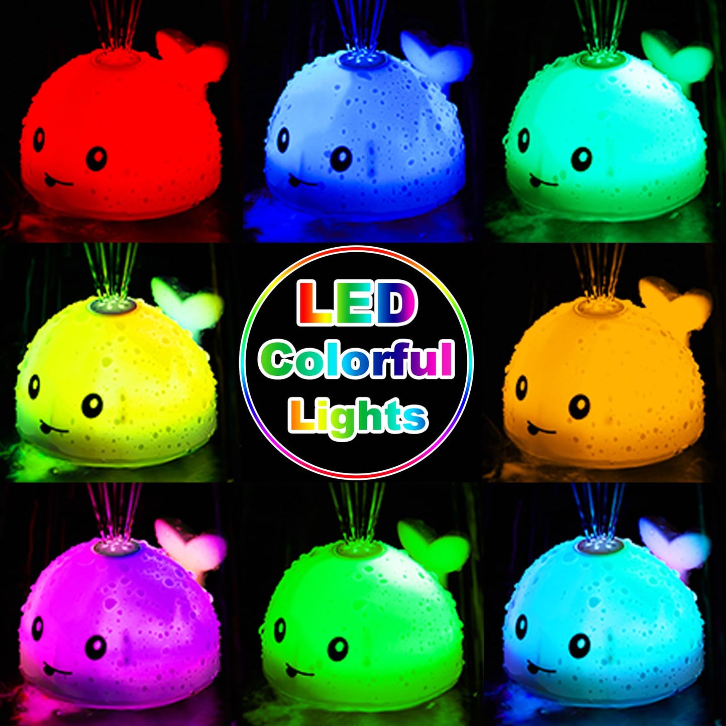 Bath Toys for Kids Ages 1-3 - Valentines Gifts Easter Basket Stuffers - 1 Year Old Girl Boy Gifts 1st First Birthday Gift - Light Up Whale Sprinkler Bathtub Water Pool Toys for Babies 6-12-18 Months