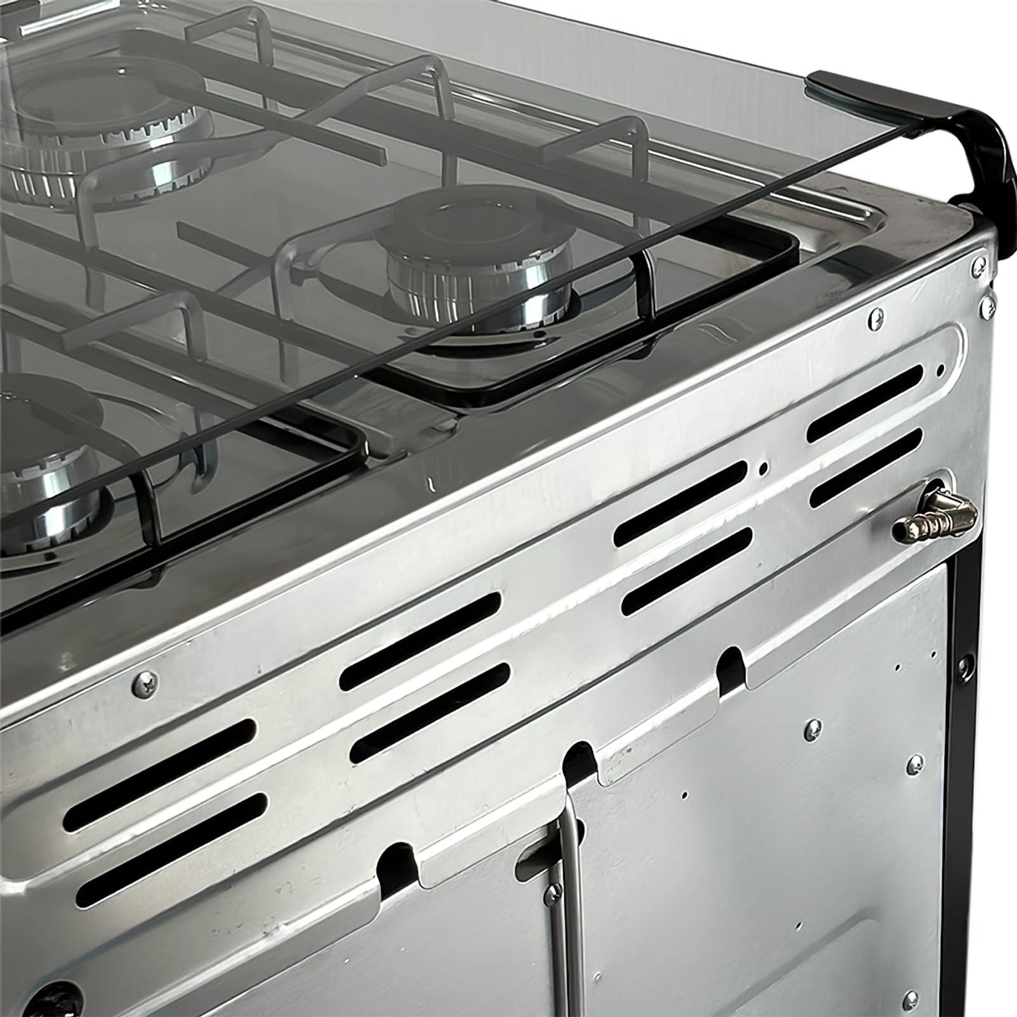 20" Freestanding LPG Stove - Equipped with 4 coil burners and 50L Oven with Stainless Steel Stove (Black: Automatic Ignition)