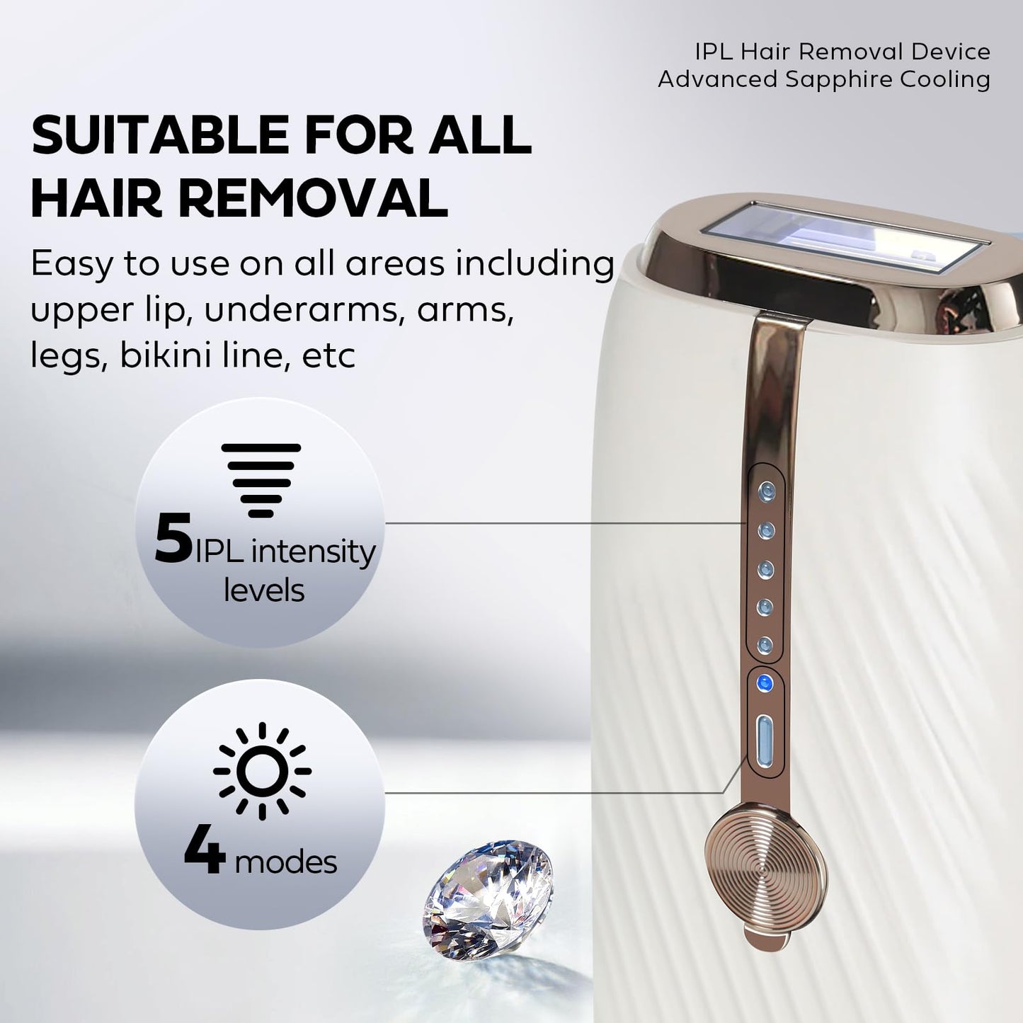 EUARNE Laser Hair Removal for Women and Men, IPL Laser Hair Removal Painless, Permanent, at-Home Use Facial Hair Removal for Women, Dual Lights, Effective in 2 Weeks, Storage Bag for Travel