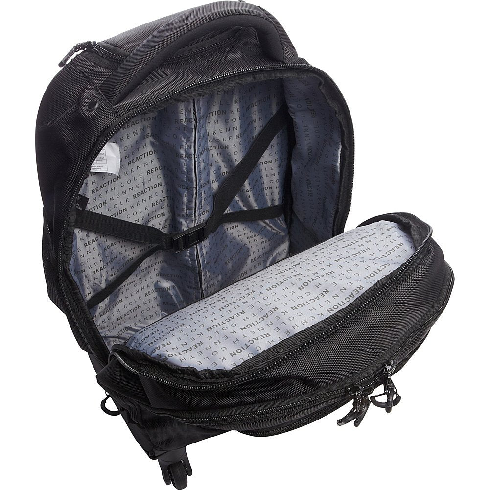 Kenneth Cole REACTION 17" Polyester Dual Compartment 4-Wheel Laptop Backpack, Black