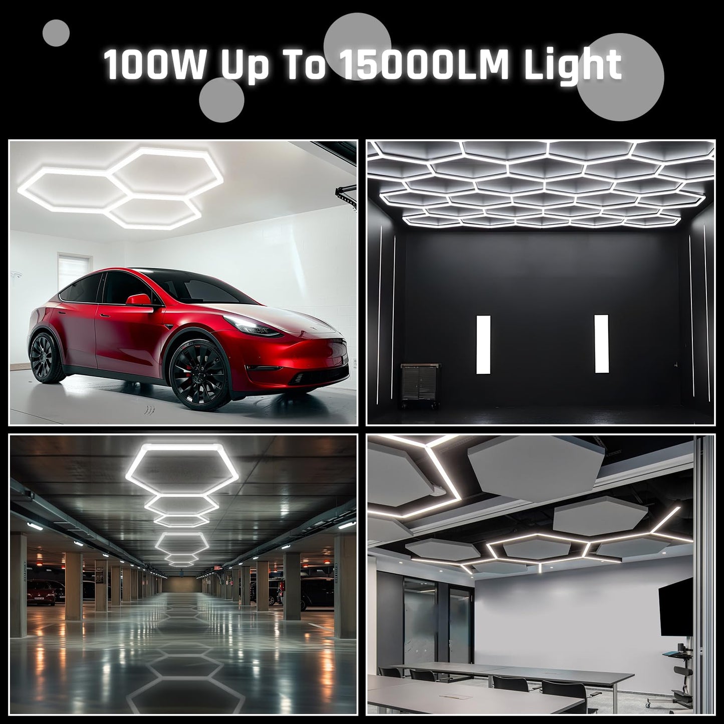 X-Litall Hexagon Garage Light - Hexagon led Lights, High Brightness 566W 70750LM 6500K Super Bright Honeycomb Lights for Garage, Basement, Warehouse, Auto Beauty Shop, Car Detailing Shop