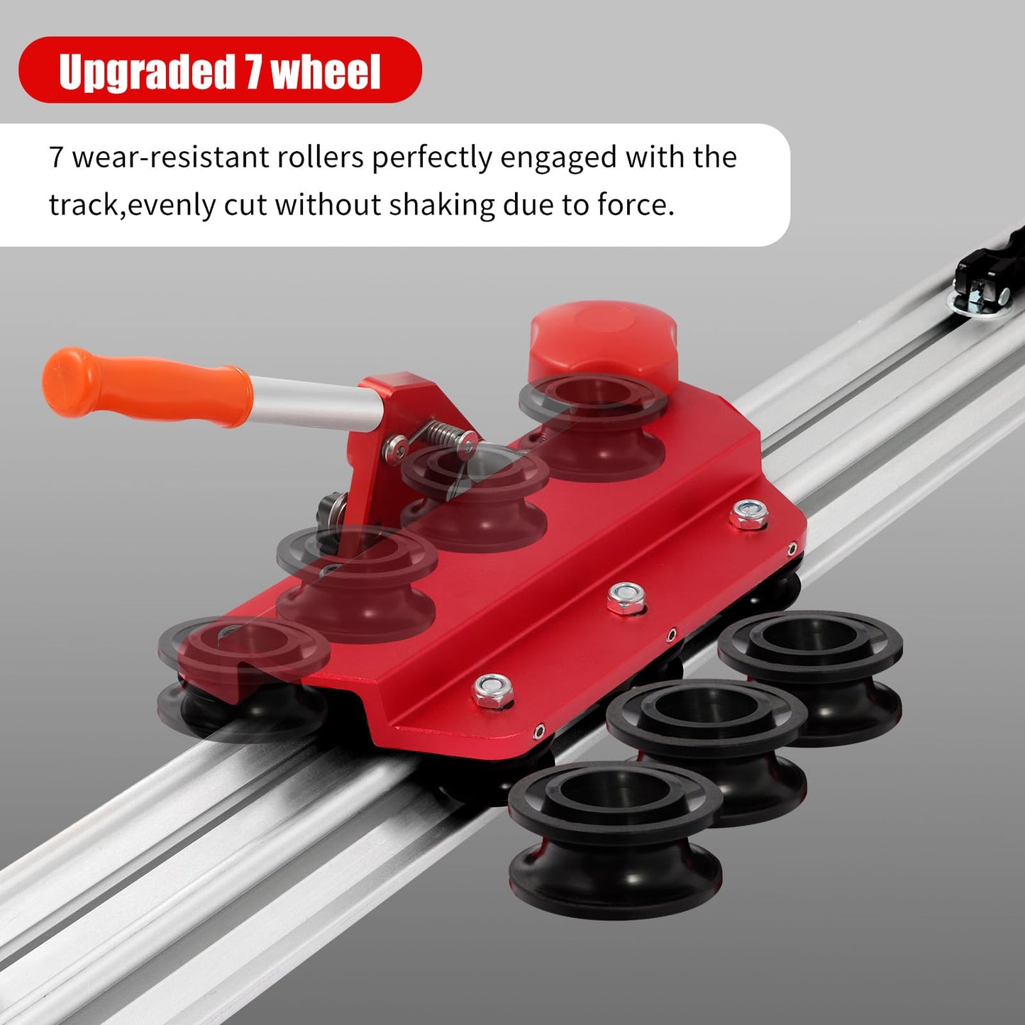 Large FormatTile Cutter, Manual Ceramic Tile Cutting Tool with Built-in Suction Cups & Tile Clamp, 3-Head Scoring Wheel System, for Up to 0.47-Inch Thick Tiles