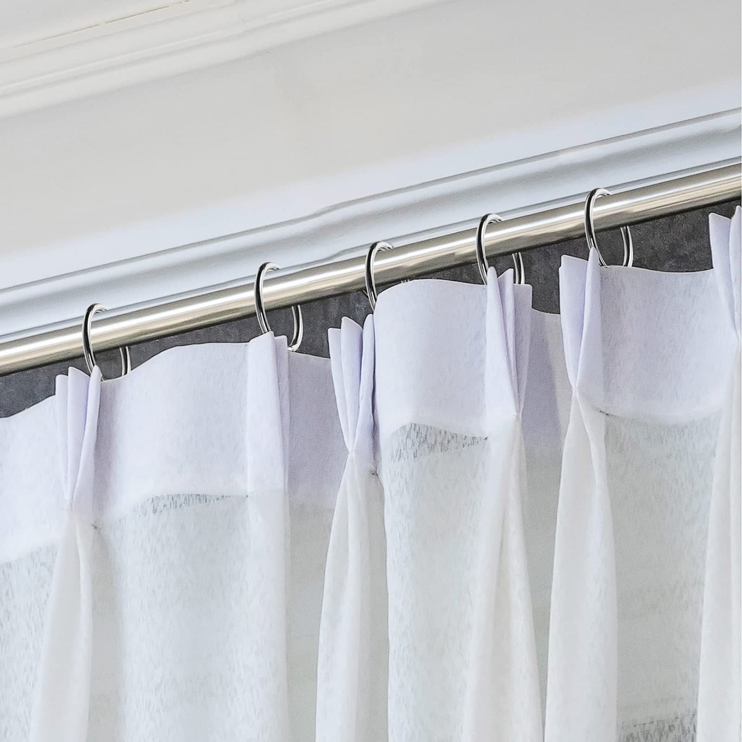 30 Pcs Metal Drapery Curtain Rings 1.26'' Curtain Hanging Rings with 30 Pcs Metal Curtain Drapery Pin Hooks Pinch Pleat Curtain Hooks for Window Door Shower Curtain 32 mm Internal Diameter (Silver)