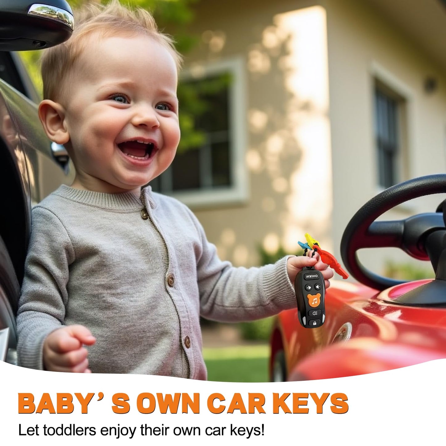 Baby Toy Car Keys - Baby Keys Toy Pretend Play with Sounds & Lights Interactive Musical Sensory Learning Toys Gifts for 1 Year Old Boys Girls Infant Toddlers Kid Age 6+ Months