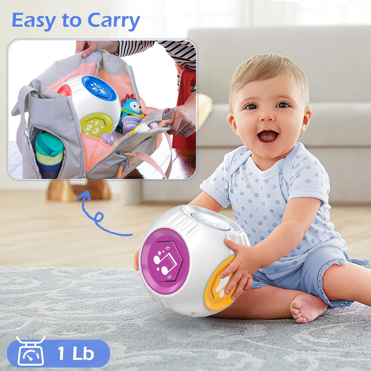 Talkfun Educational Toys for 1 Year Old Boy Girl, Learning Cube Musical Baby Toy 6-12-18 Month, Bilingual Birthday Gift for 1 Year Old Boy Girl