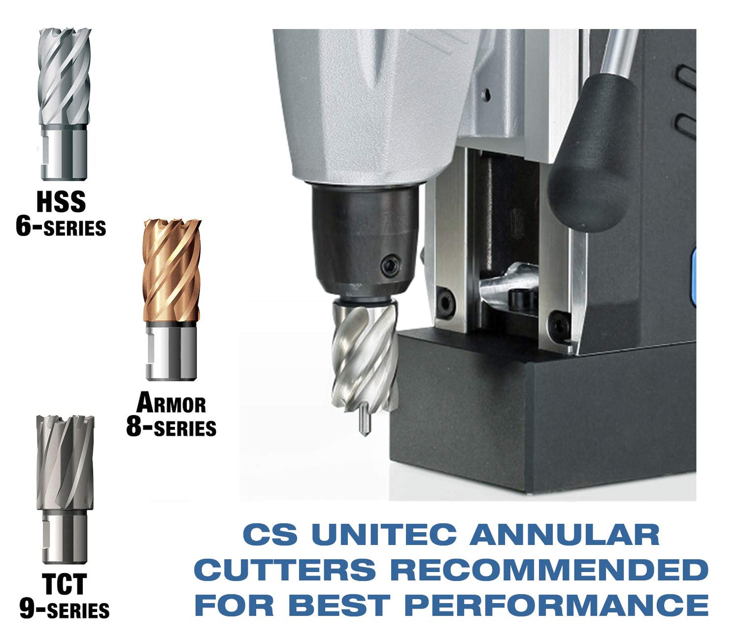 CS Unitec | MABasic 200 | Single-Speed Portable Magnetic Drill. Max Hole Capacity 1-3/8" Diameter, 8.2 Amp, 110 Volts, 450 RPM - Made in Germany