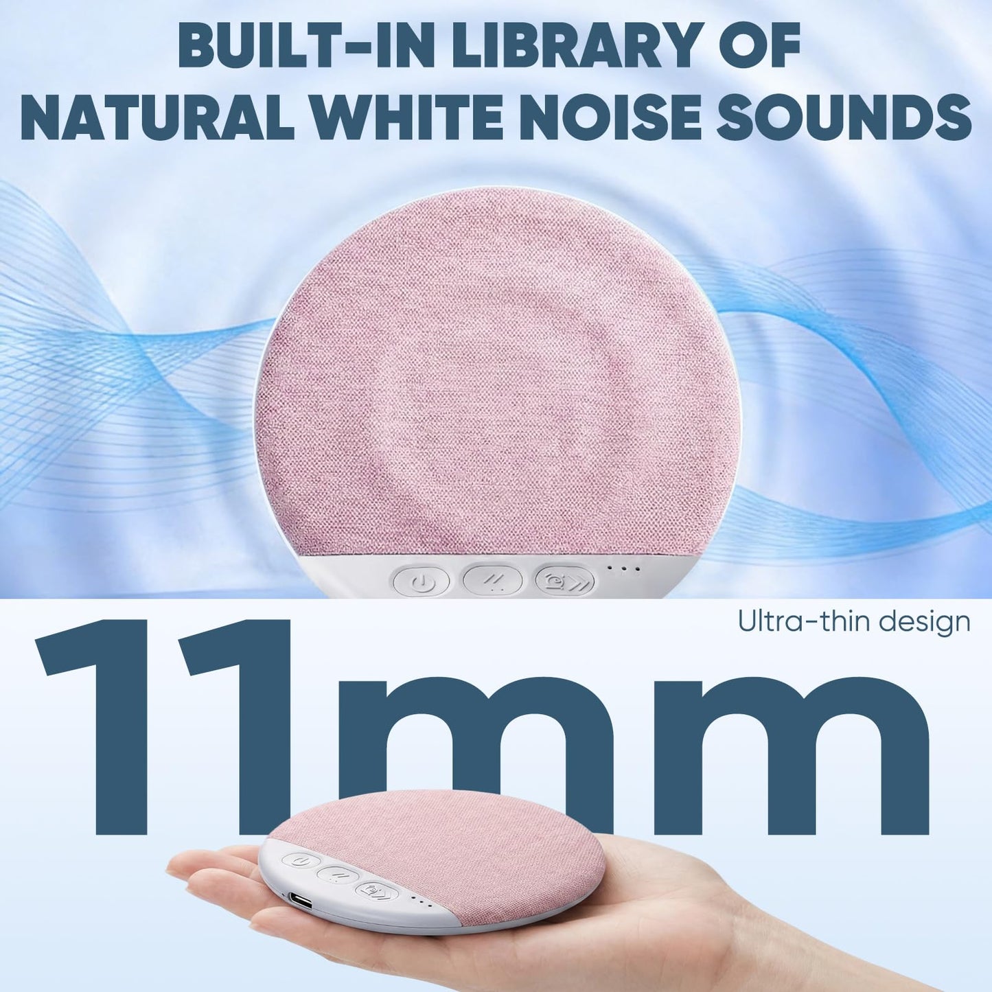Sleep Pillow Speaker, Bluetooth Pillow Speaker with White Noise Timer Wireless Sleep Aid with Stereo Bass Private Sleep, Pillow Speakers for Sleeping, Headphones for Adult Kids (Blue)