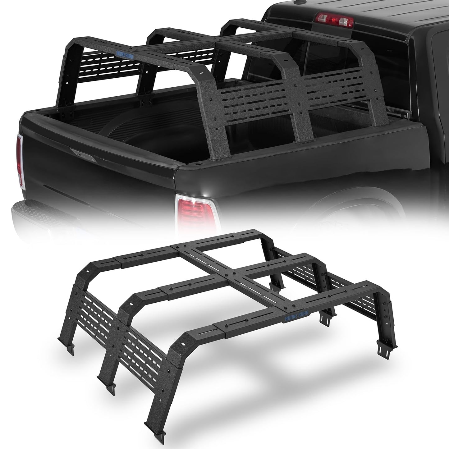 Hooke Road Overland Truck Bed Rack for Ford F-150 & Raptor, Toyota Tundra, Tacoma 6' Bed, Silverado 1500 & Sierra 1500, Ram 1500-19" High 55" Length for Full-Size Trucks