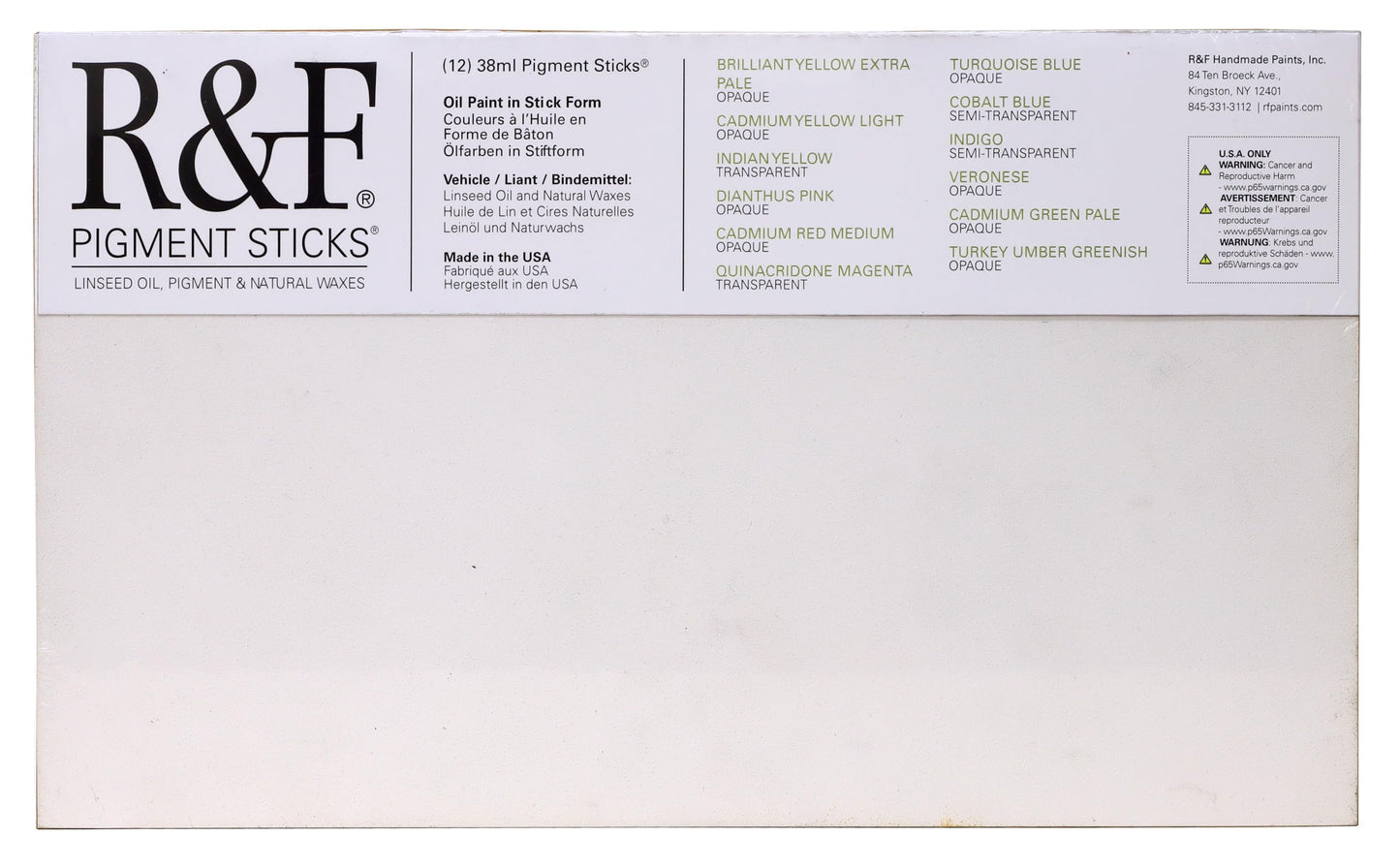 R&F Handmade Paints - Professional Oil Pigment Stick, Painters Dozen, Set of 12 Colors